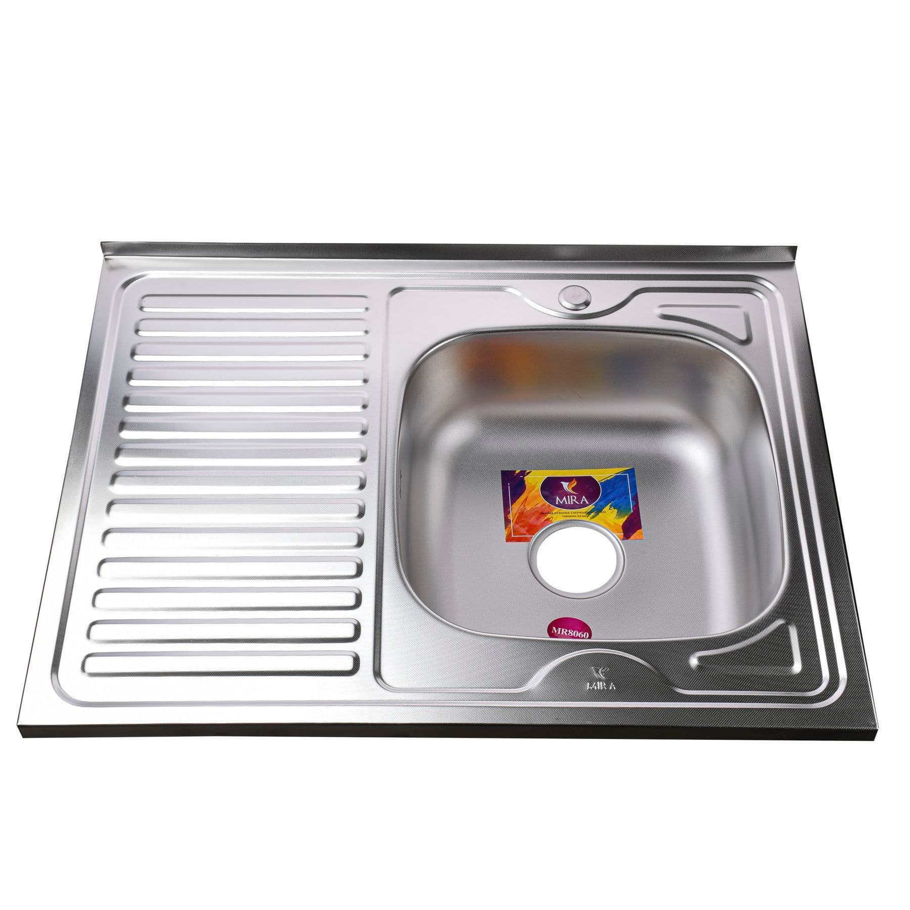 Мийка кухонна накладна прямокутна 800х600х180 Decor Right MR 8060 R D Mira