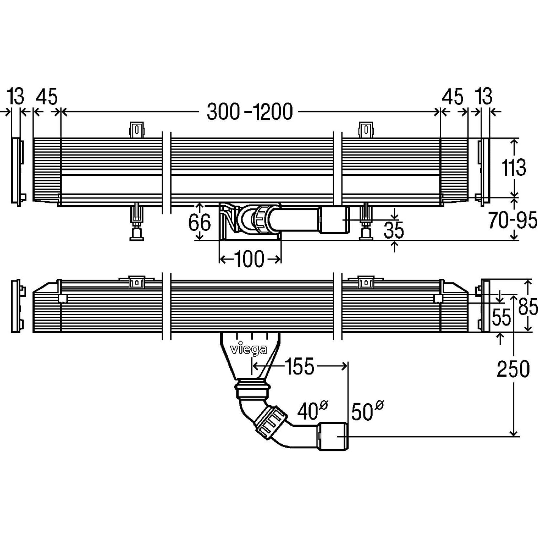 Корпус для душового лотка Advantix Vario (плоский h-70 мм) 30-120 см 736736 2