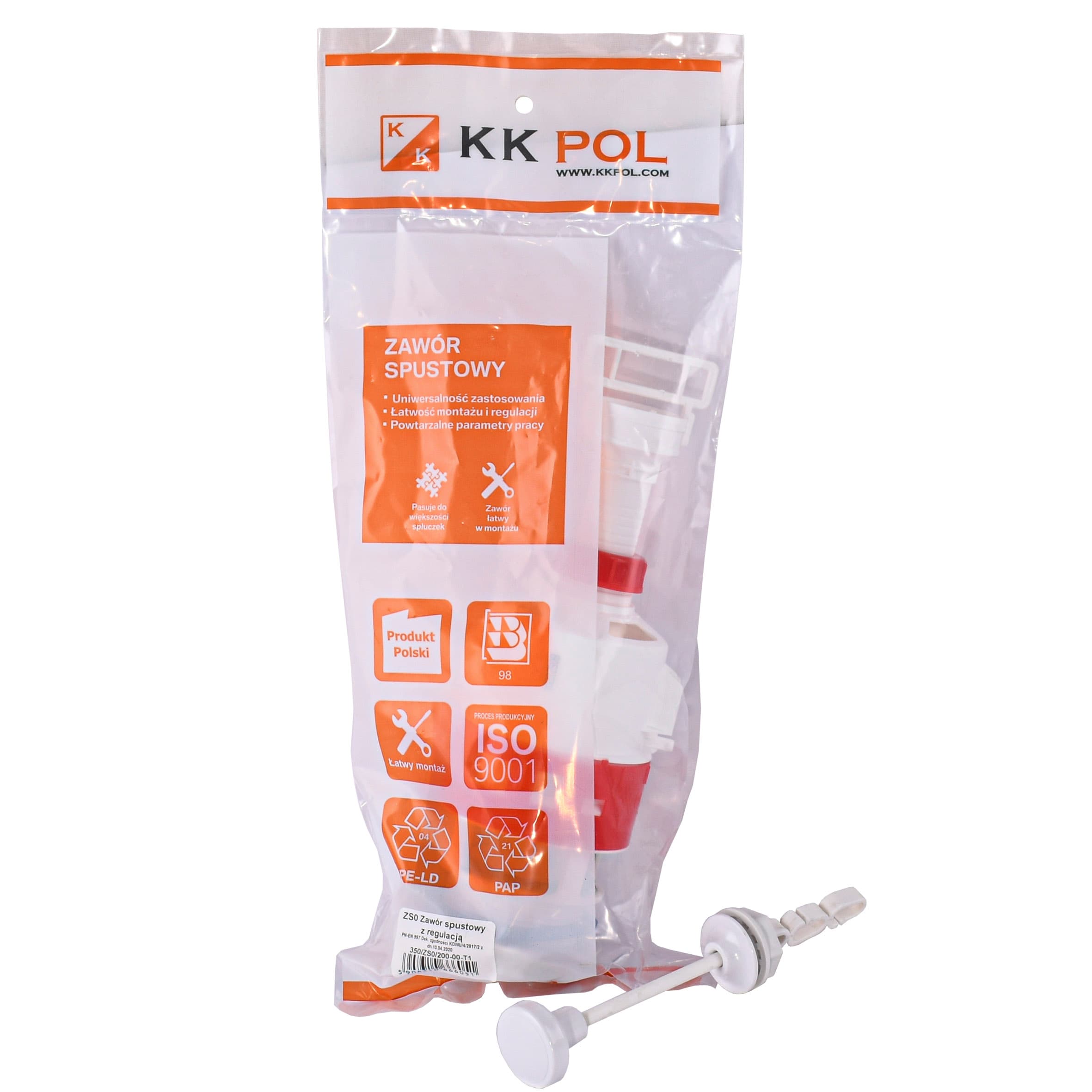 Злив.ний клапан із регулюванням K.K.POL ZSO/200(350/ZSO/200-00-T1) 2