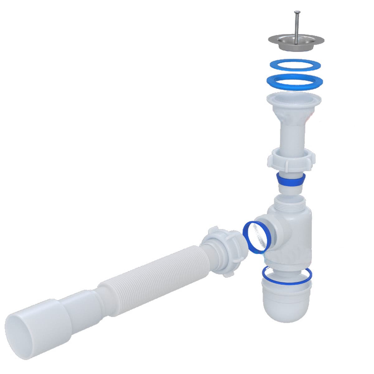 Сифон Waterstal А-32019 під умивальник 1 1/2″ з гнучкою трубою 2