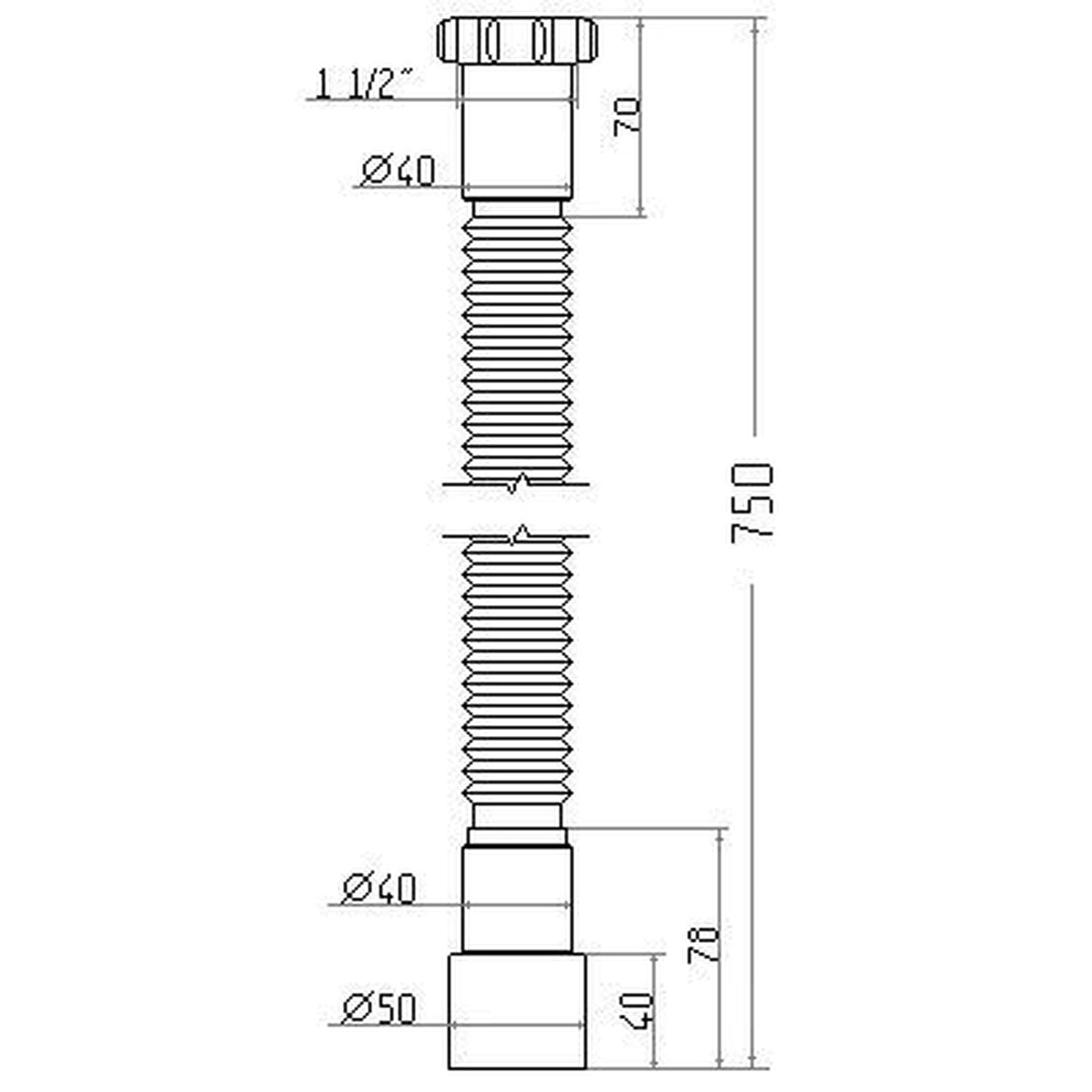Гнучка труба Waterstal АС-1013 1 1/2″х40/50 з гайкою, 750мм 2