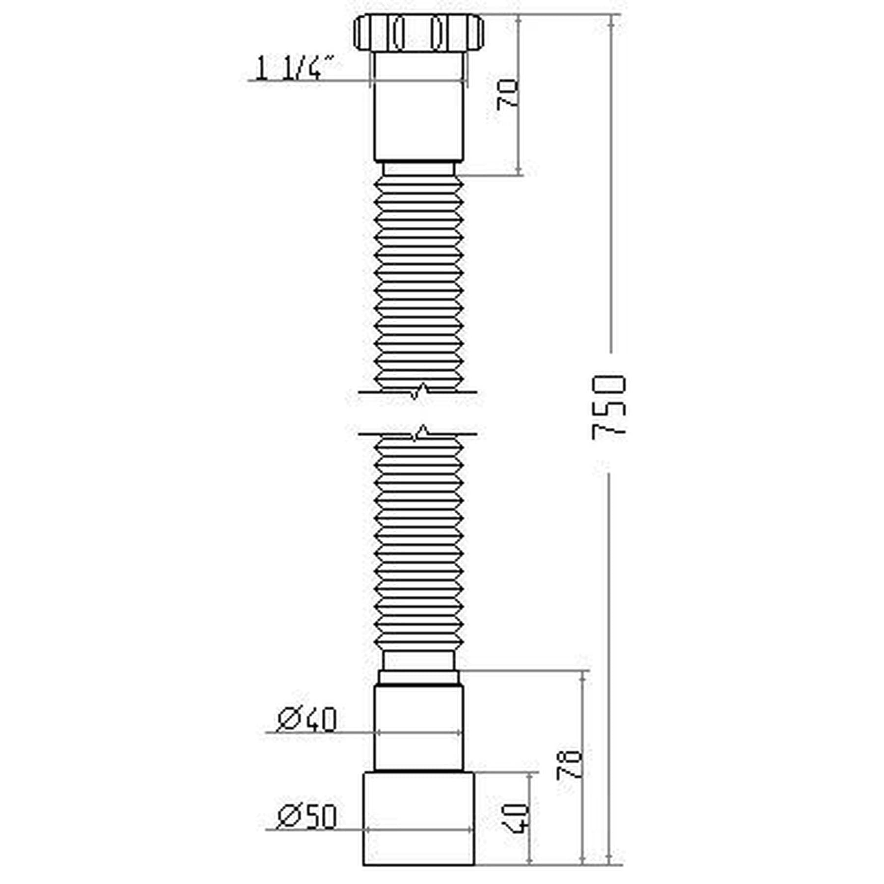 Гнучка труба Waterstal АС-1015  1 1/4″х40/50 з гайкою, 750мм 2