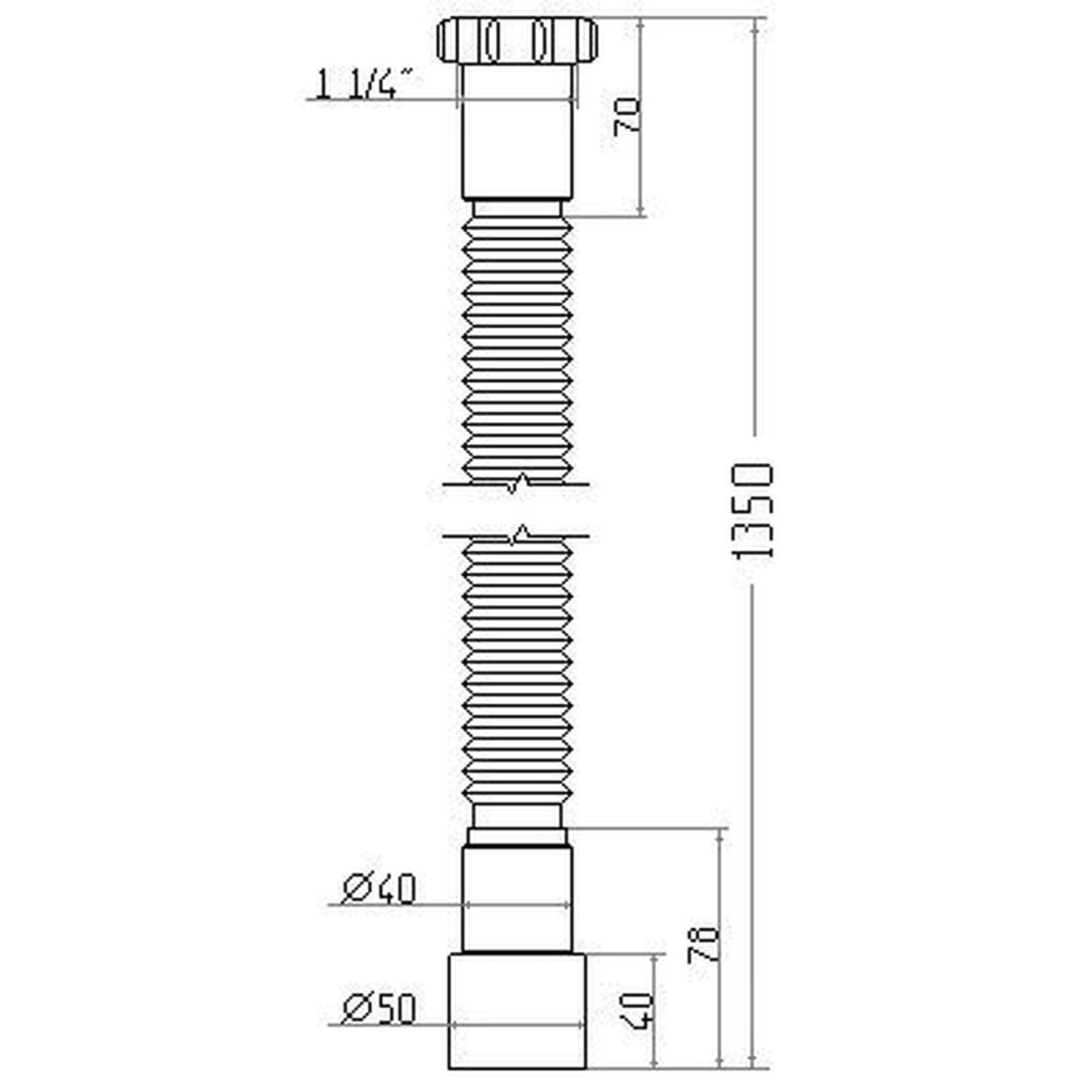 Гнучка труба Waterstal АС-10152  1 1/4″х40/50 з гайкою 1350мм 2
