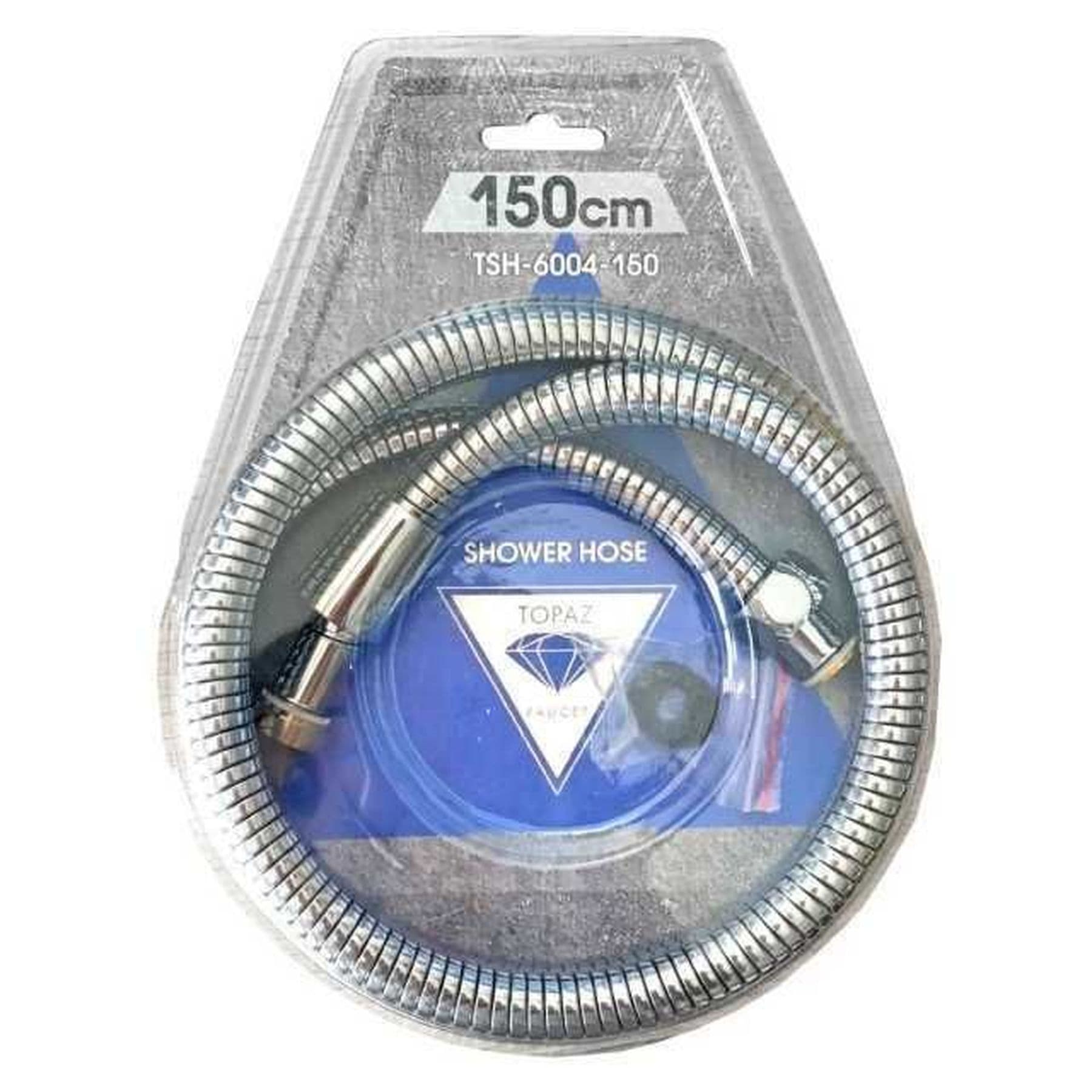 Шланг для душу TOPAZ TSH-6004-150 хром 150см посилений рухома гайка, Blister 2