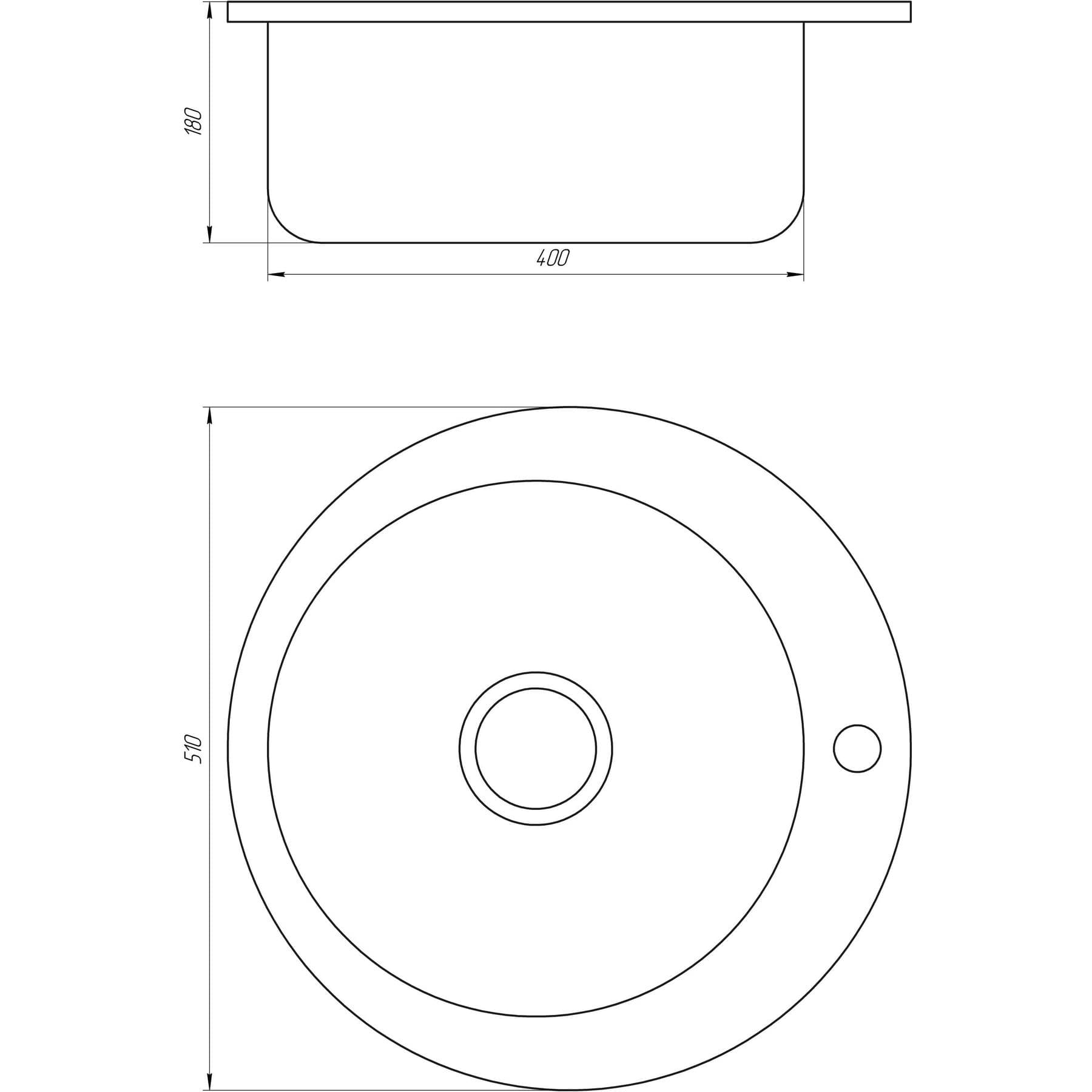 Мийка кухонна врiзна кругла 510х180 Decor MR 510 D Mira 2