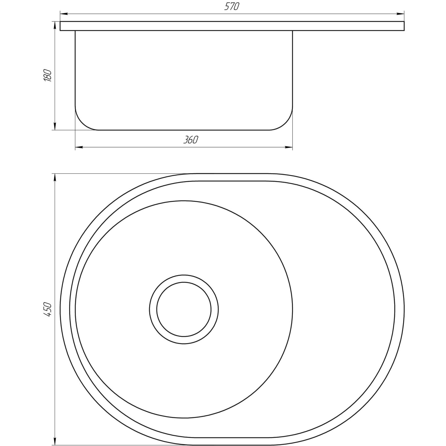 Мийка кухонна врiзна кругла з полицею 570х450х180 Decor MR 5745 D Mira 2