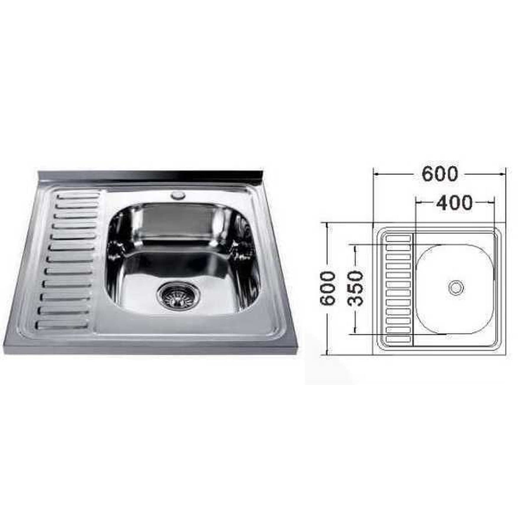 Мийка кухонна накладна прямокутна 600х600х180 Satin Right MR 6060 R E Mira 2