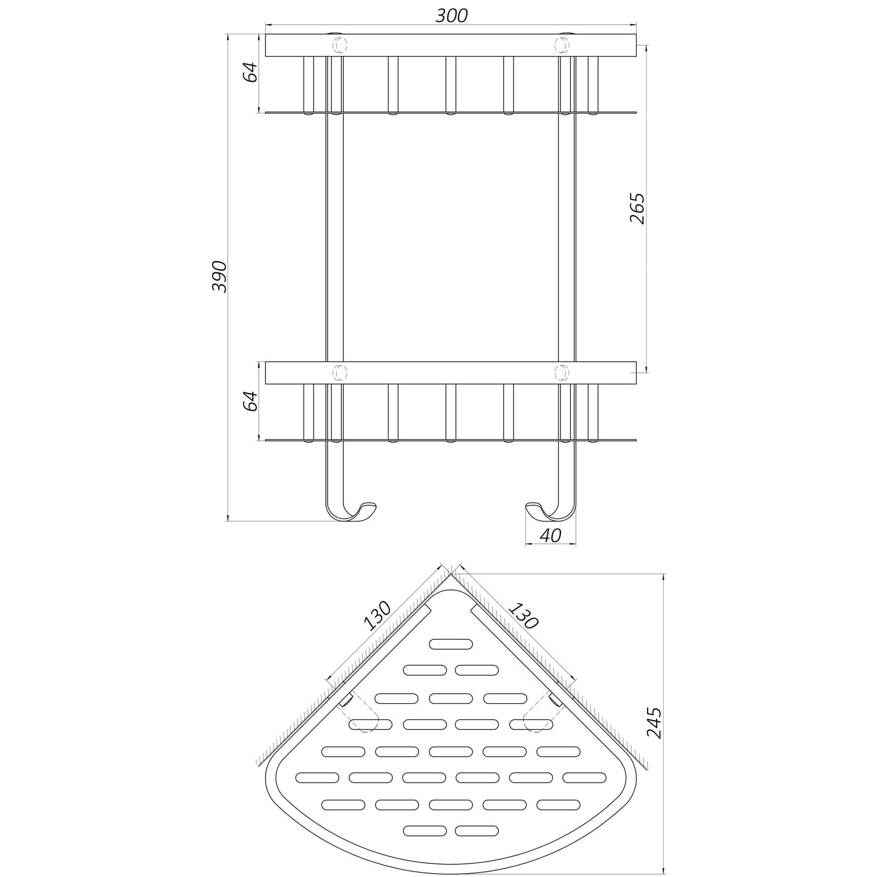 Полка подвійна кутова TOPAZ TKB-9902-BL 3