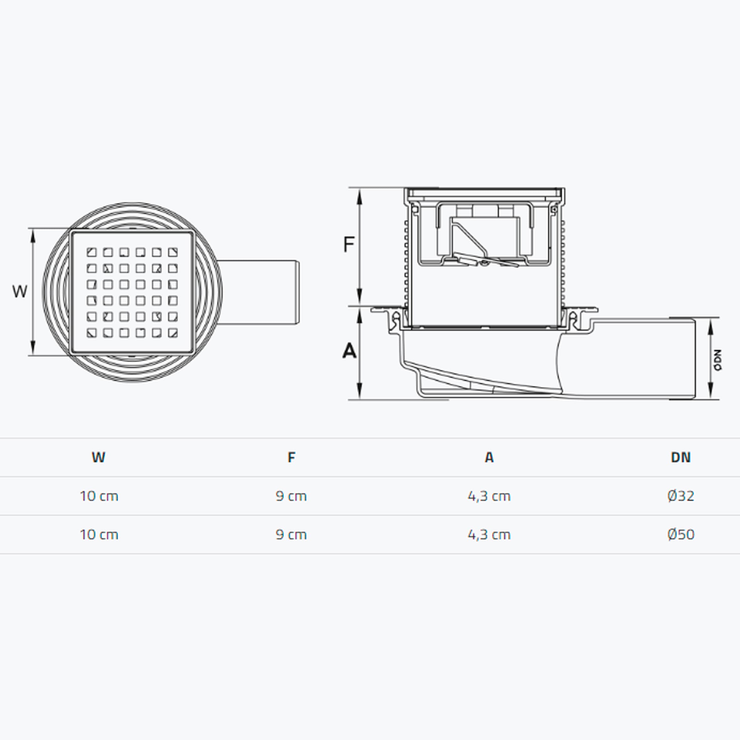 Трап душовий TILLO TM421 10х10см 3