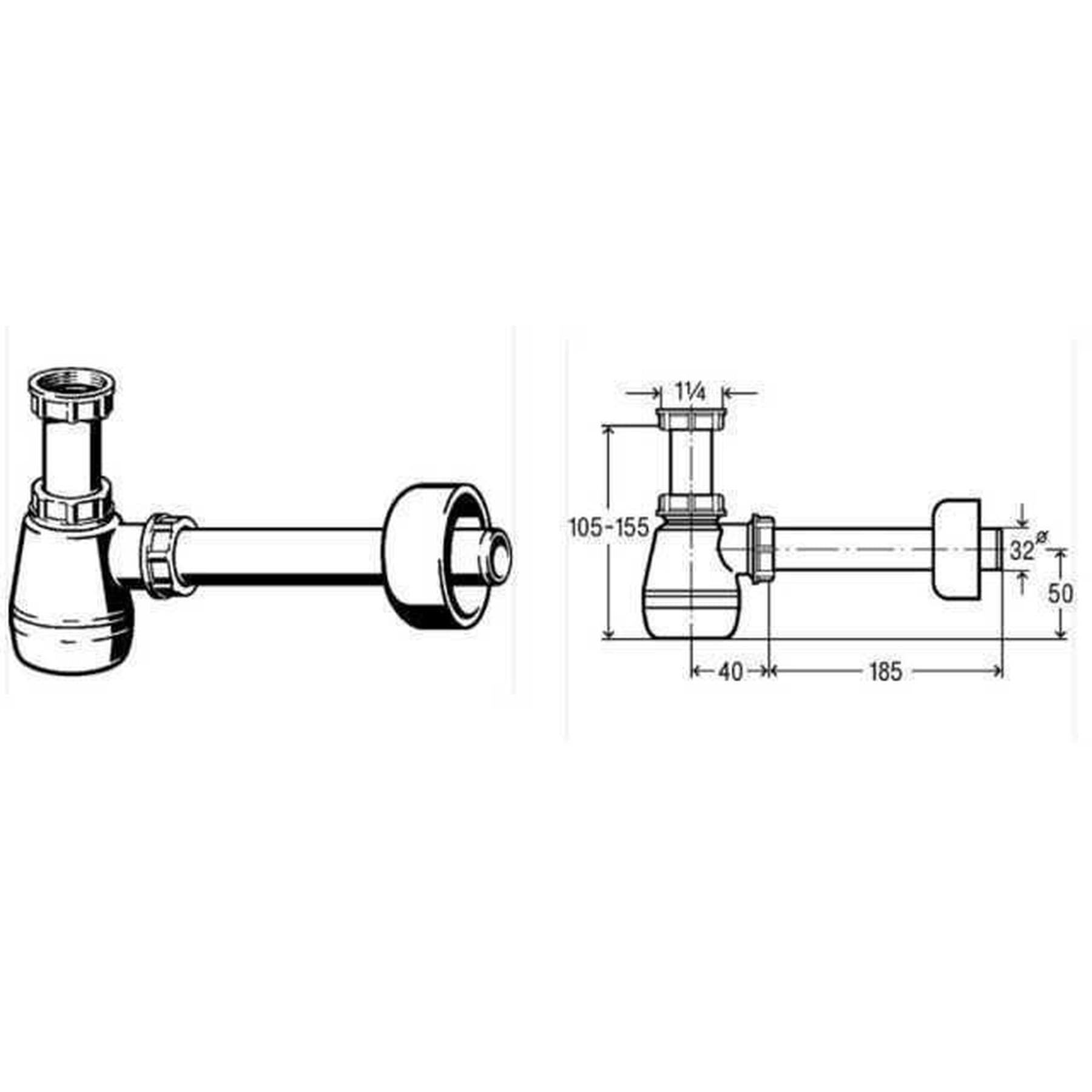 Сифон для біде VIEGA 1 1/4″х1 1/4″ пластик бутил. б/г 120337 3