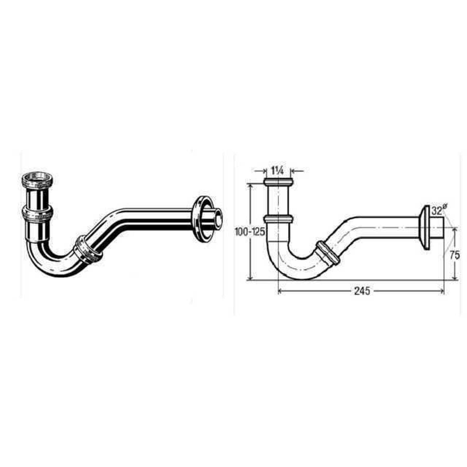 Сифон для бІде VIEGA 1 1/4″х1 1/4″ хром трубний 103781 3