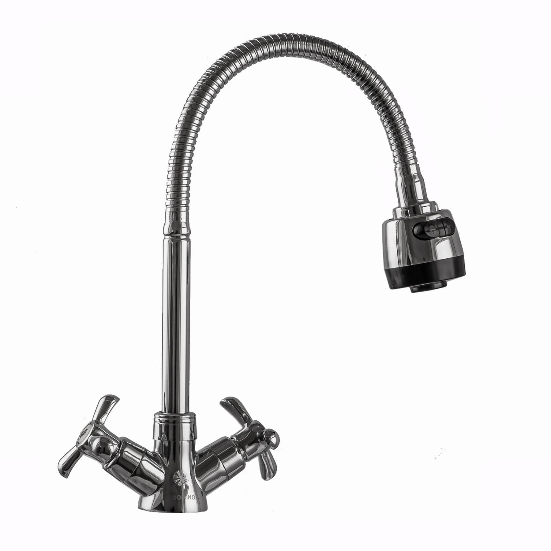 Змішувач для кухні DOMINO DK-H1-2N-103MA Chrom хрест кераміка,с гофровиливом 3
