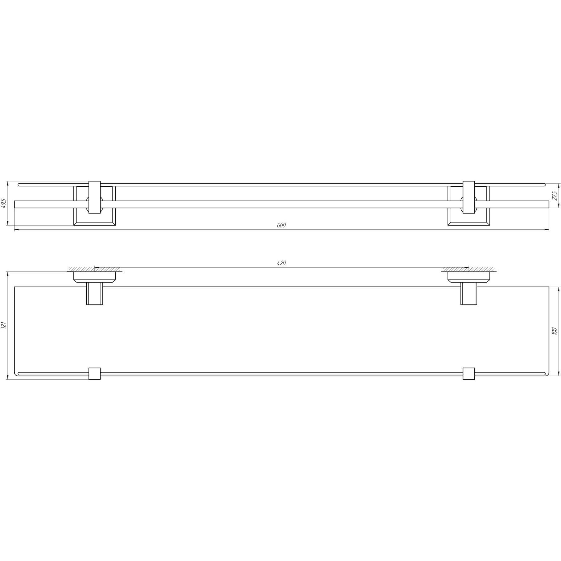 Полиця TOPAZ TKB 9927 скло с бортиком 4