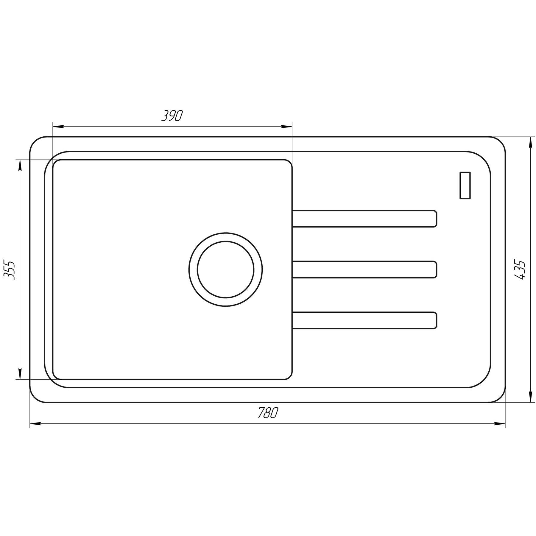 Гранітна мийка Globus Lux LUGANO графіт 780x435мм-А0001 5
