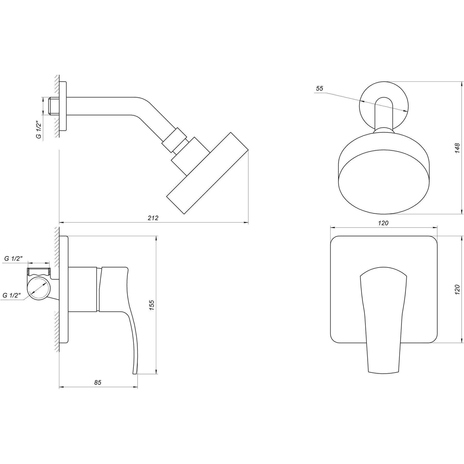 Душова система вбудована Globus Lux GLQU-0105S-KIT 5