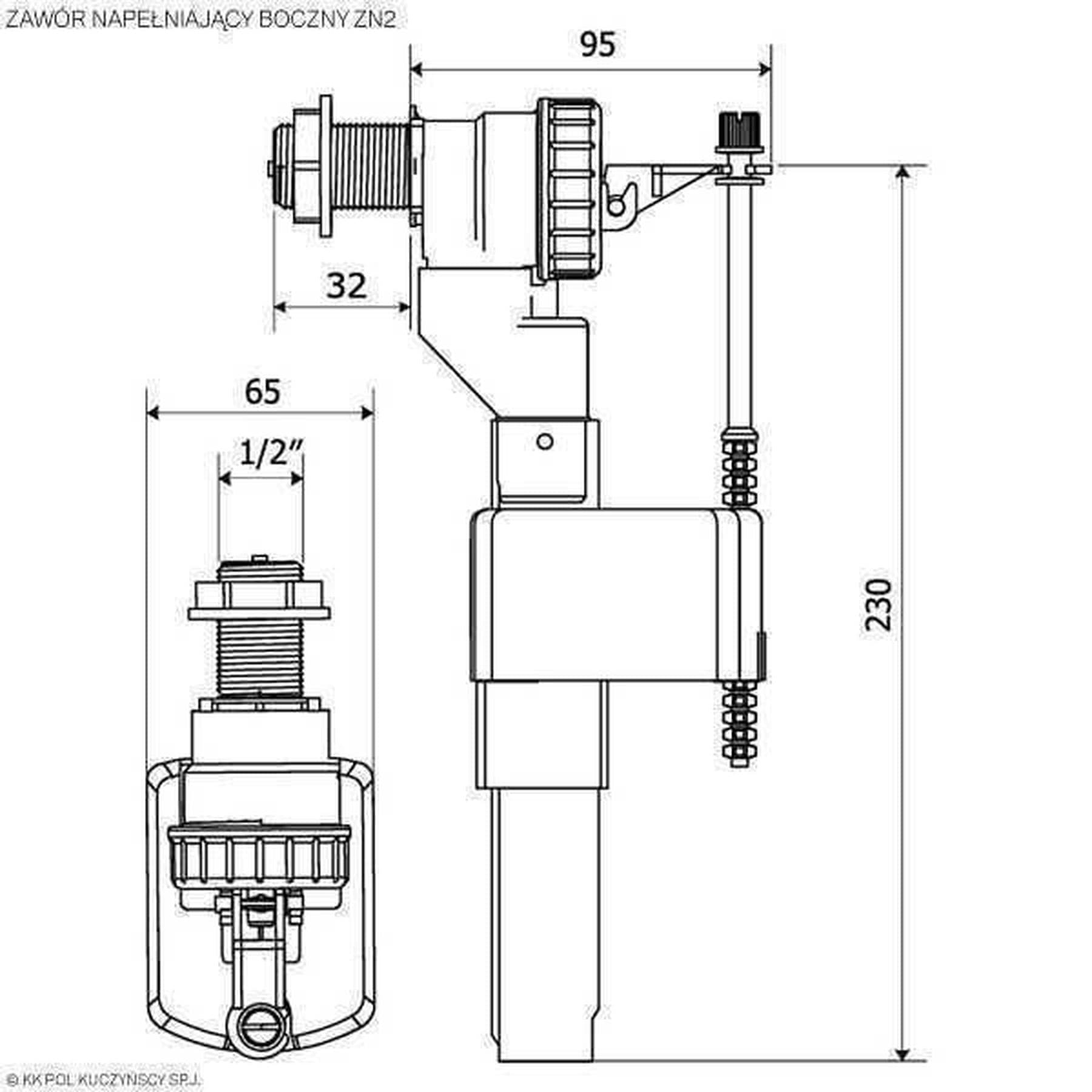 Клапан заповнення K.K.POL 350/ZN2/102-00-Т0, 1/2″ МО, бок. латунь 5