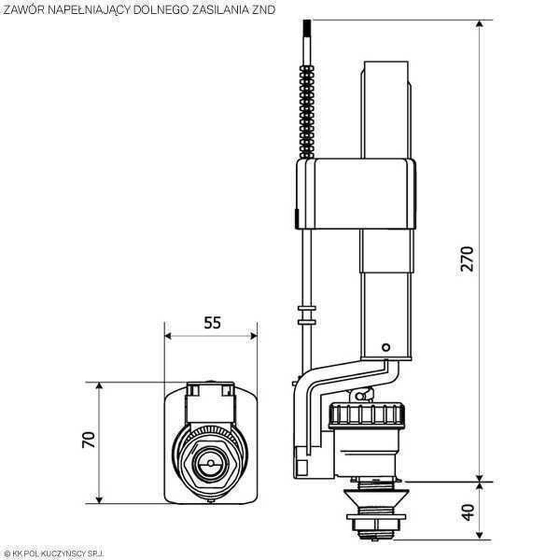 Клапан заповнення K.K.POL 350/ZND/113-00-T0, 3/8″ МО, нижн. латунь 5