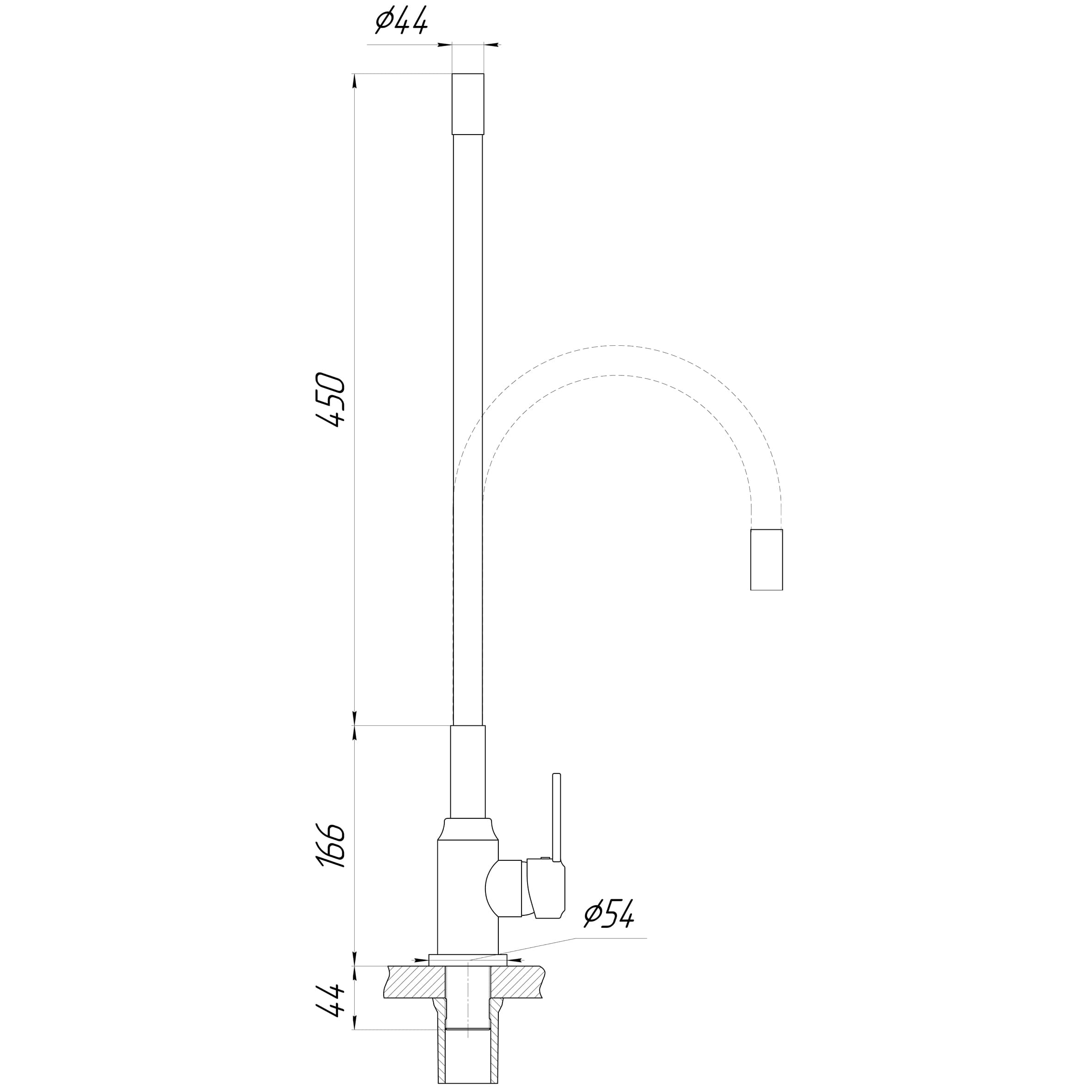 Змішувач для кухні DOMINO ELLIPSE DCC-203L-BLACK  гофровилив Чорний,,На Гайці 5