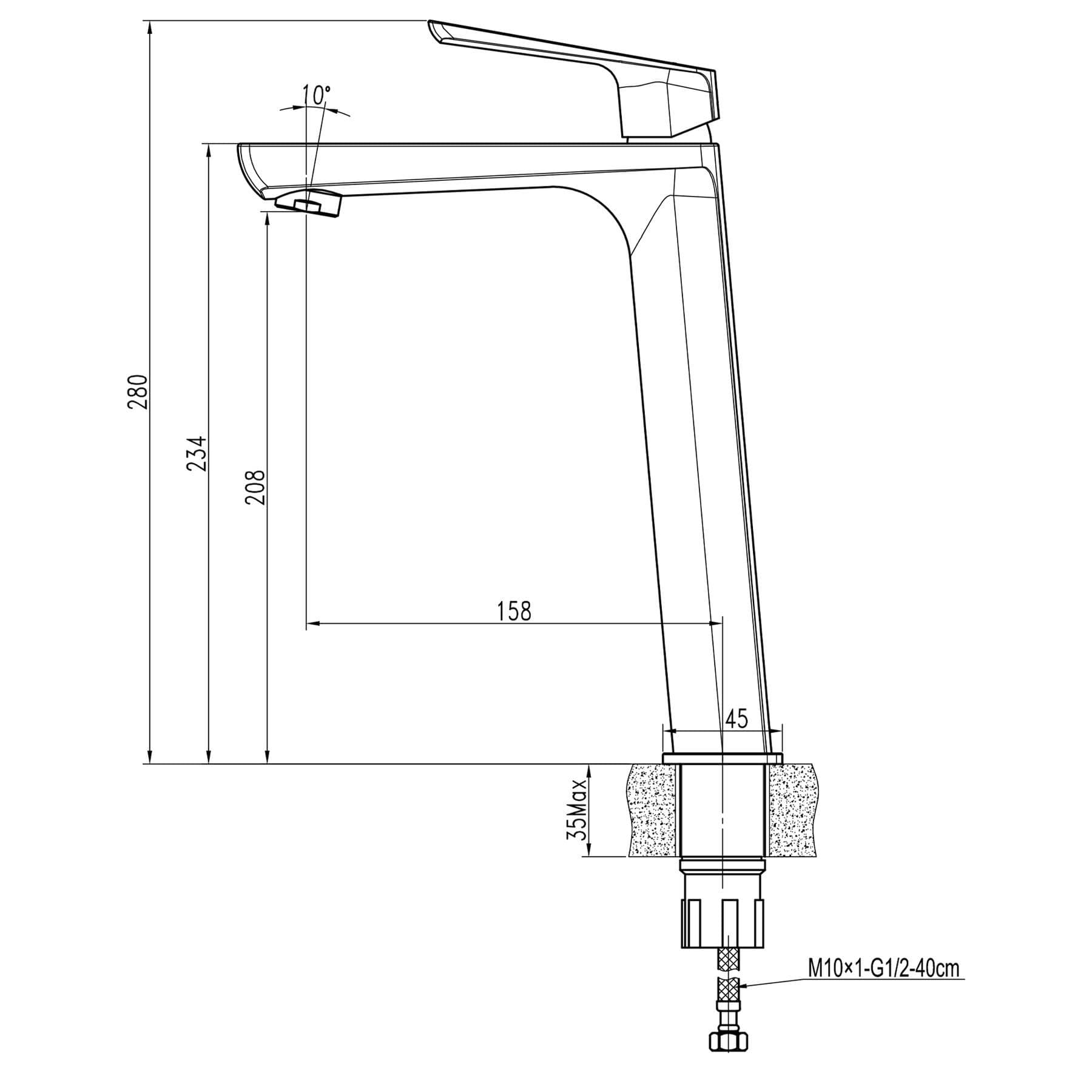 Змішувач для умивальника TOPAZ LEXI  TL 21203-H57, Шланги TAQ-M1055 6