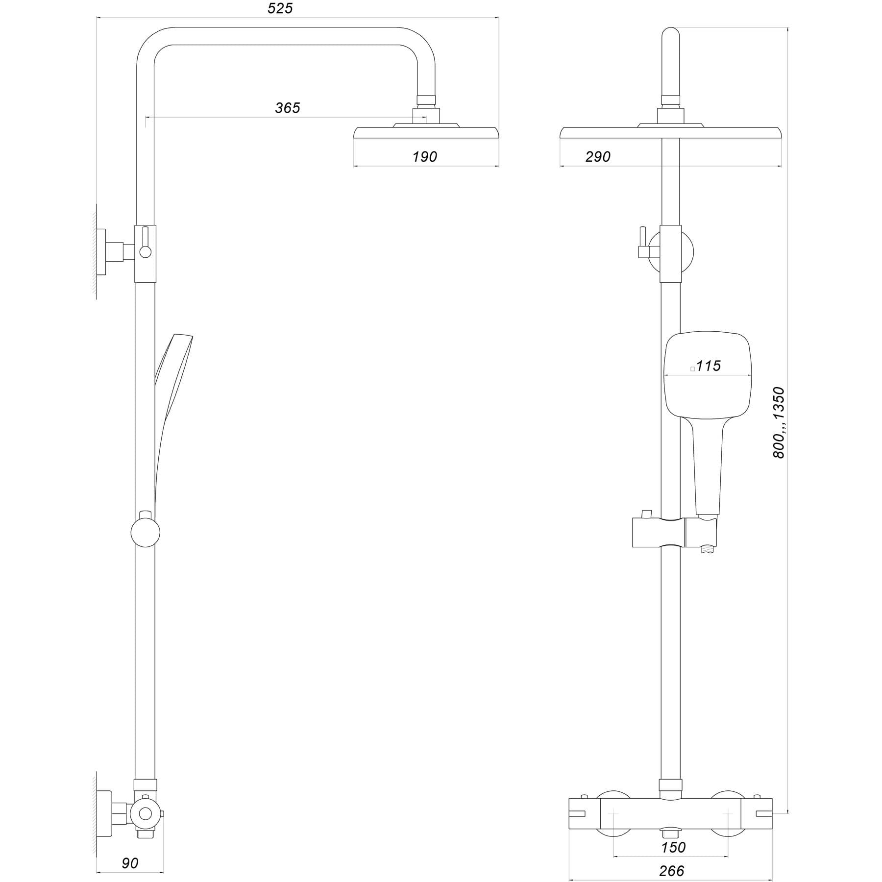 Душова система Globus Lux Termostatic R GLA-0040T-BB 6