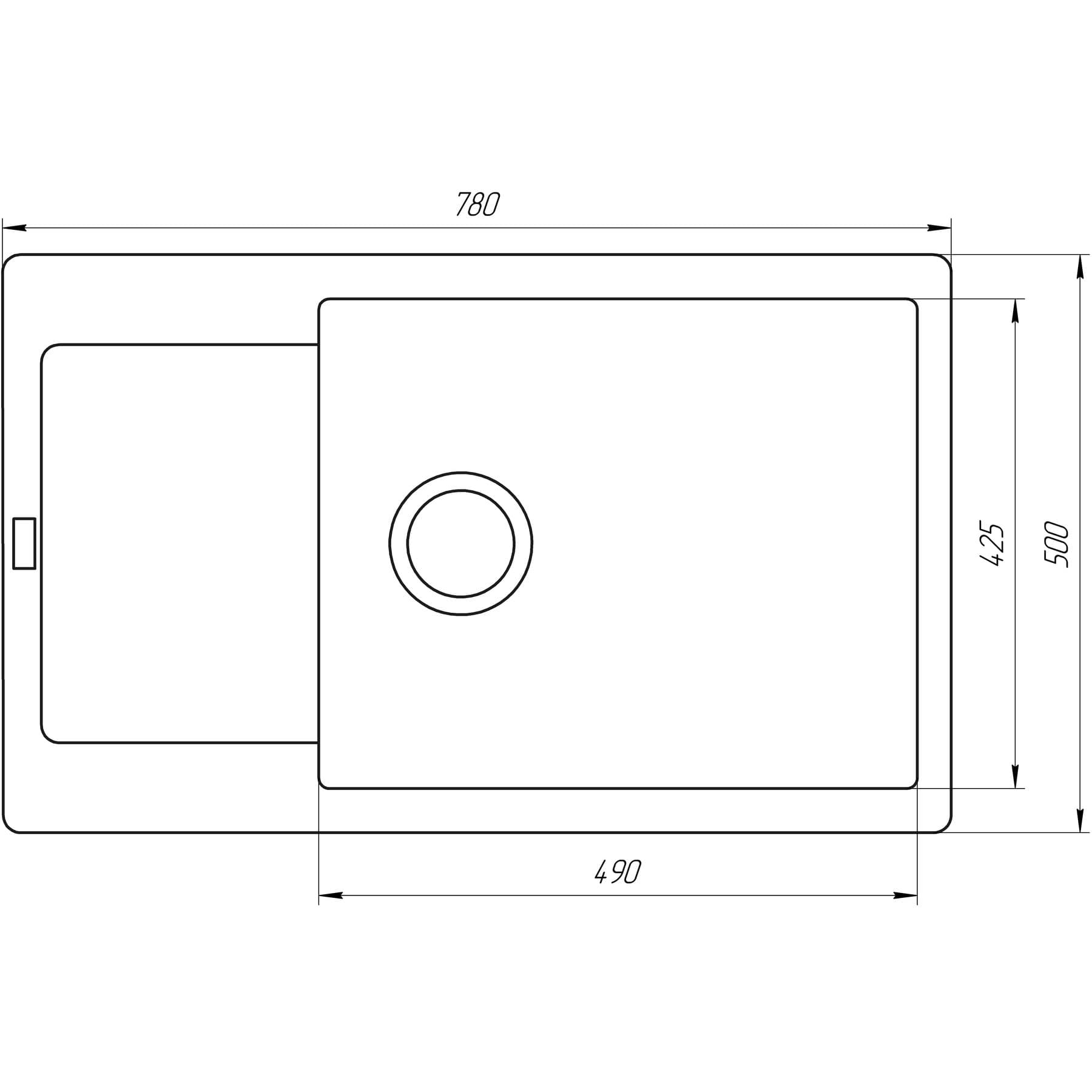 Гранітна мийка Globus Lux MALABI мокко 780x500мм 6