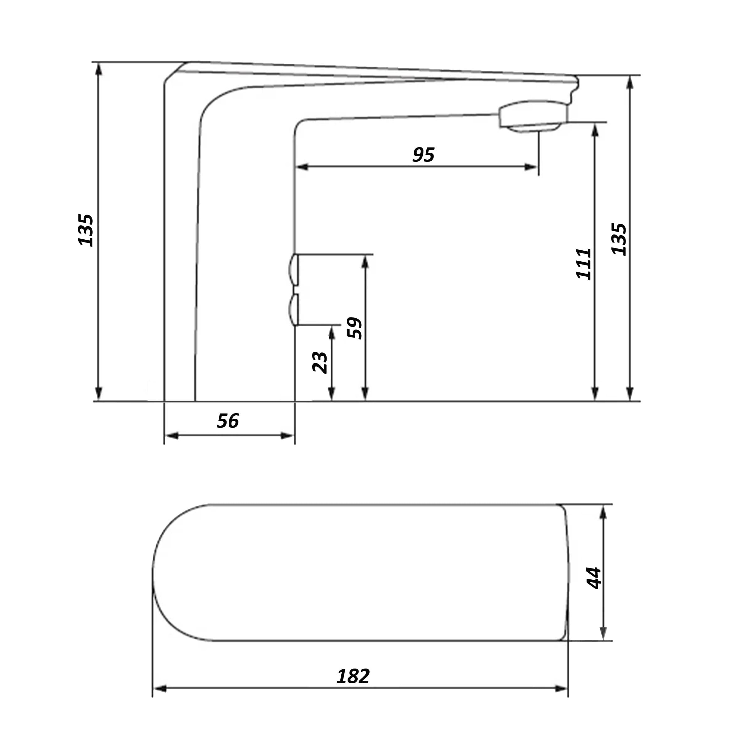 Змішувач сенсорний для умивальника HOTEC 19.117-DC/AC (220V/6V) з трансформатором 6