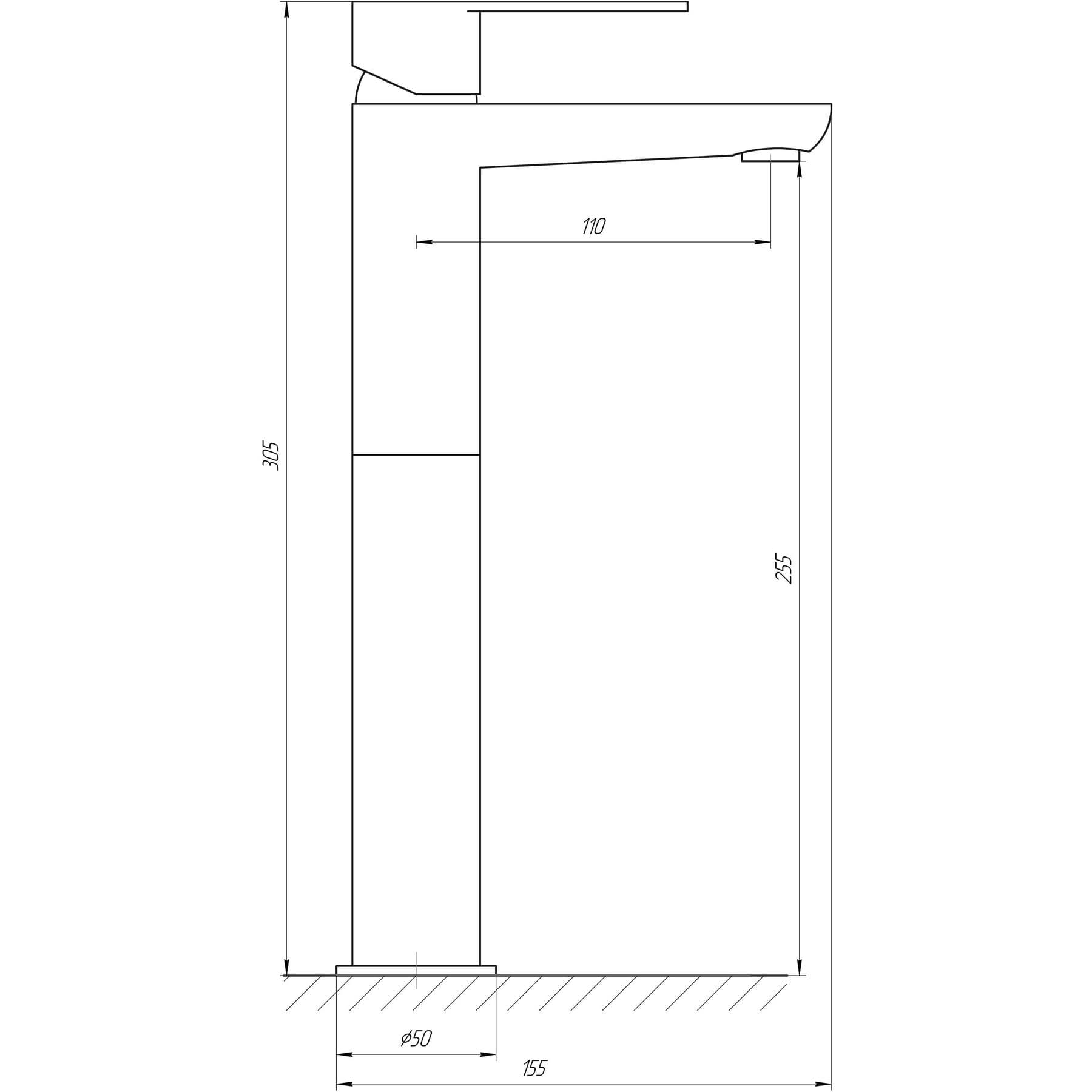 Змішувач для умивальника TOPAZ BARTS TB 07203-H36 високий H-305мм ,на гайці,шланги TAQ-M1055,D35 7