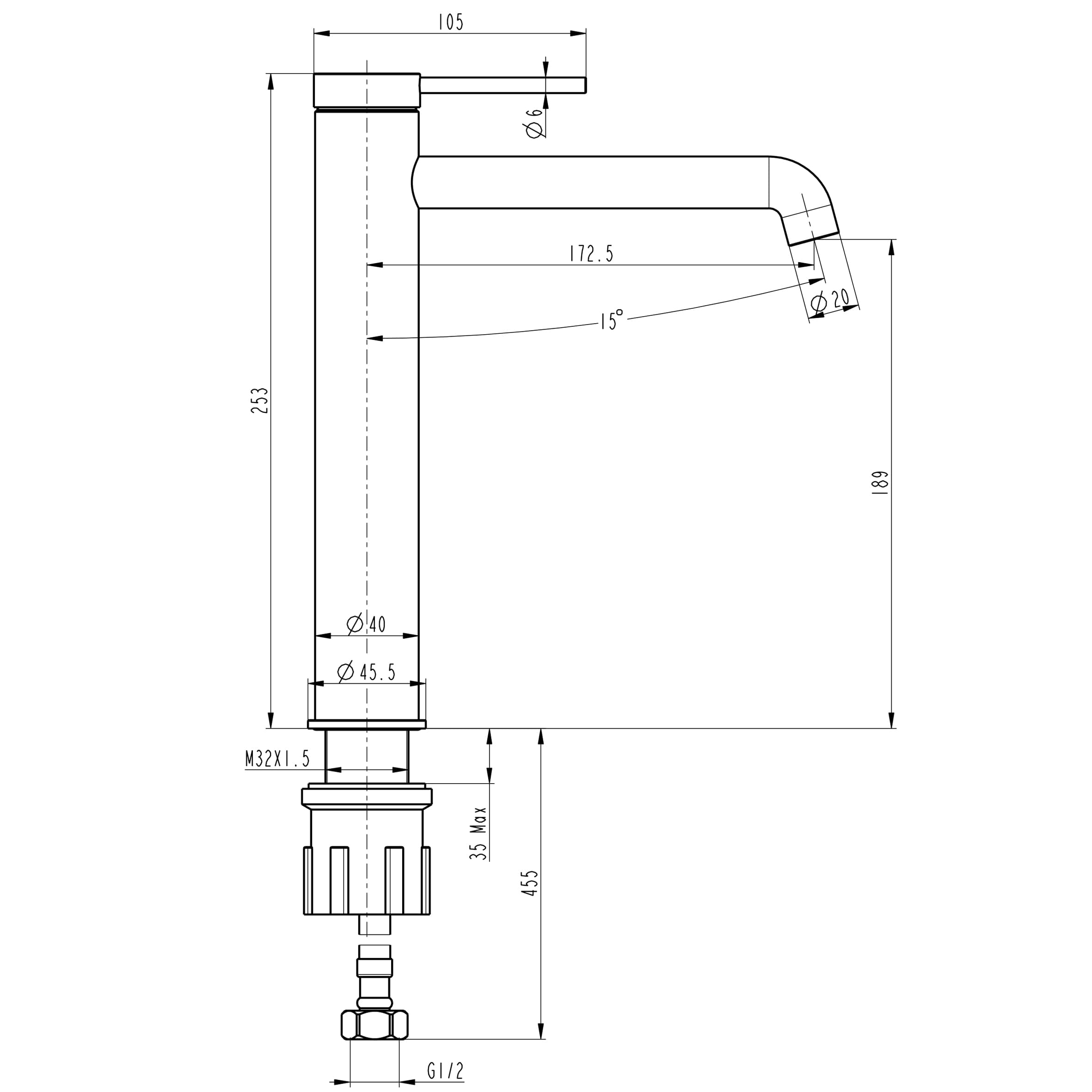 Змішувач для умивальника TOPAZ LOFT TLF 32203-H75-C, Шланги TAQ-M0855 7
