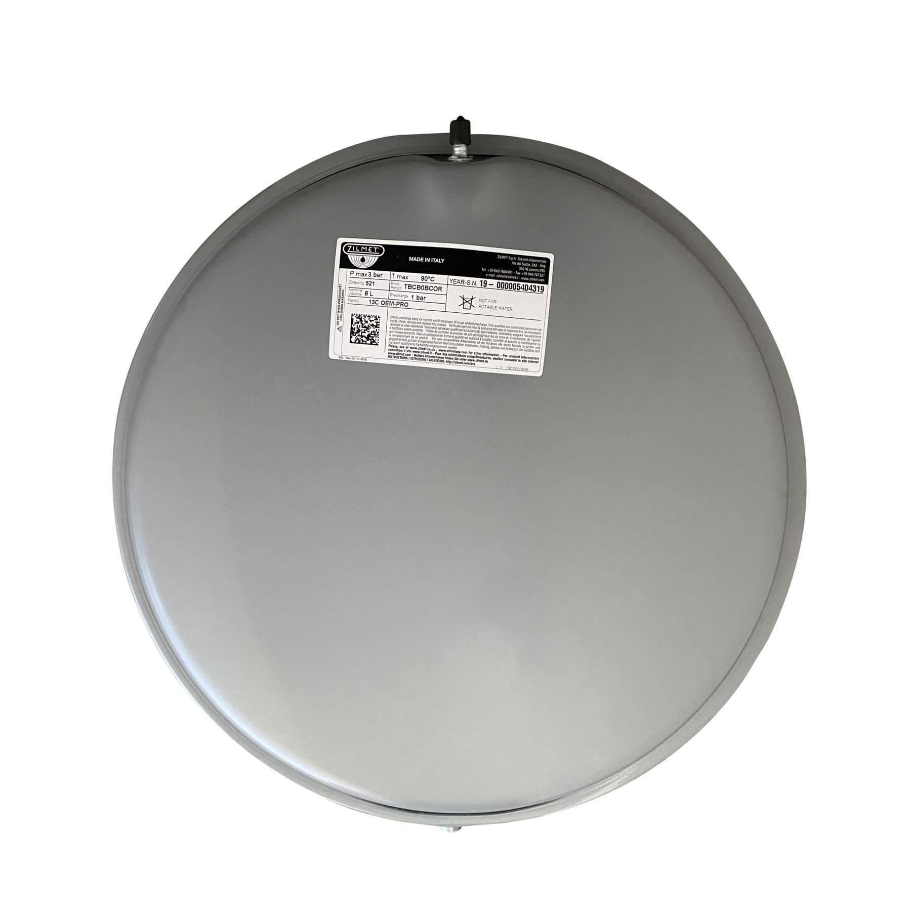 Бак Zilmet oem-pro для монтажу в котли плоский Арт. 521 8л 3bar D. 392 СІРИЙ 3/8″ ( 13C0000826 )