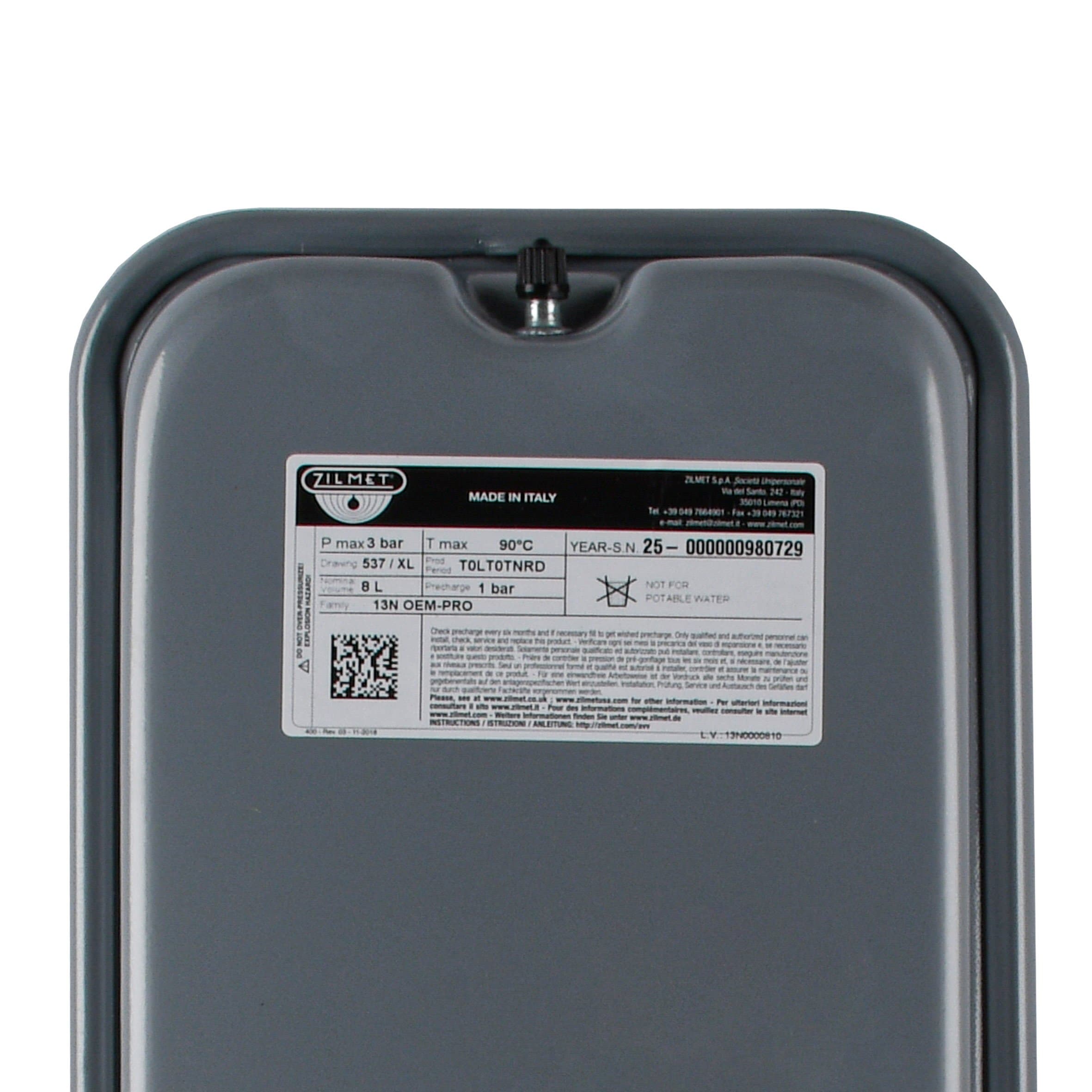 Бак Zilmet oem-pro для монтажу в котли  Арт. 537 8л 3/8″ 3bar прямокутний (13N0000810 ) 2