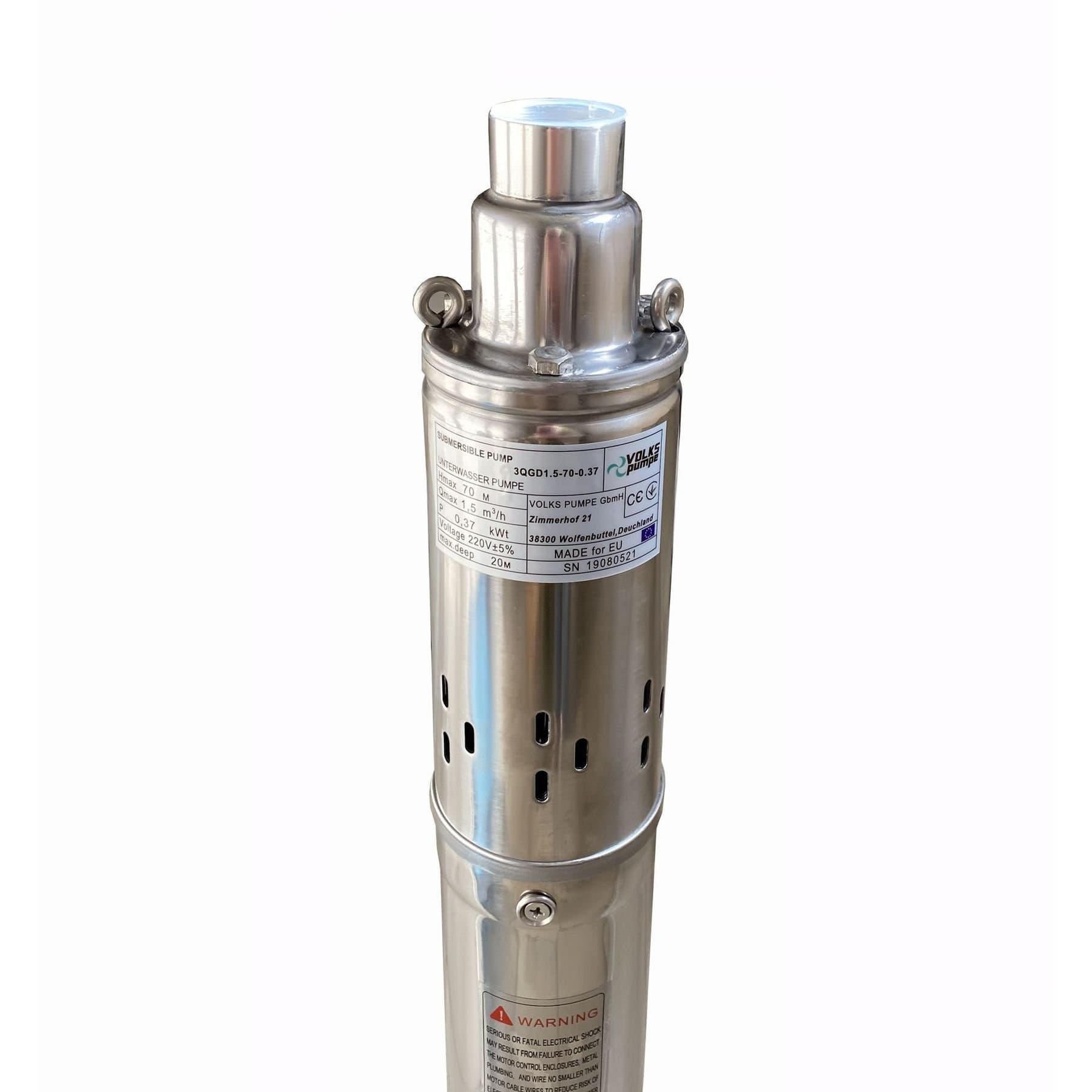 Насос свердловинний шнековий VOLKS pumpe 3QGD 1,5-70-0,37кВт 3 дюйма + кабель 15м 4