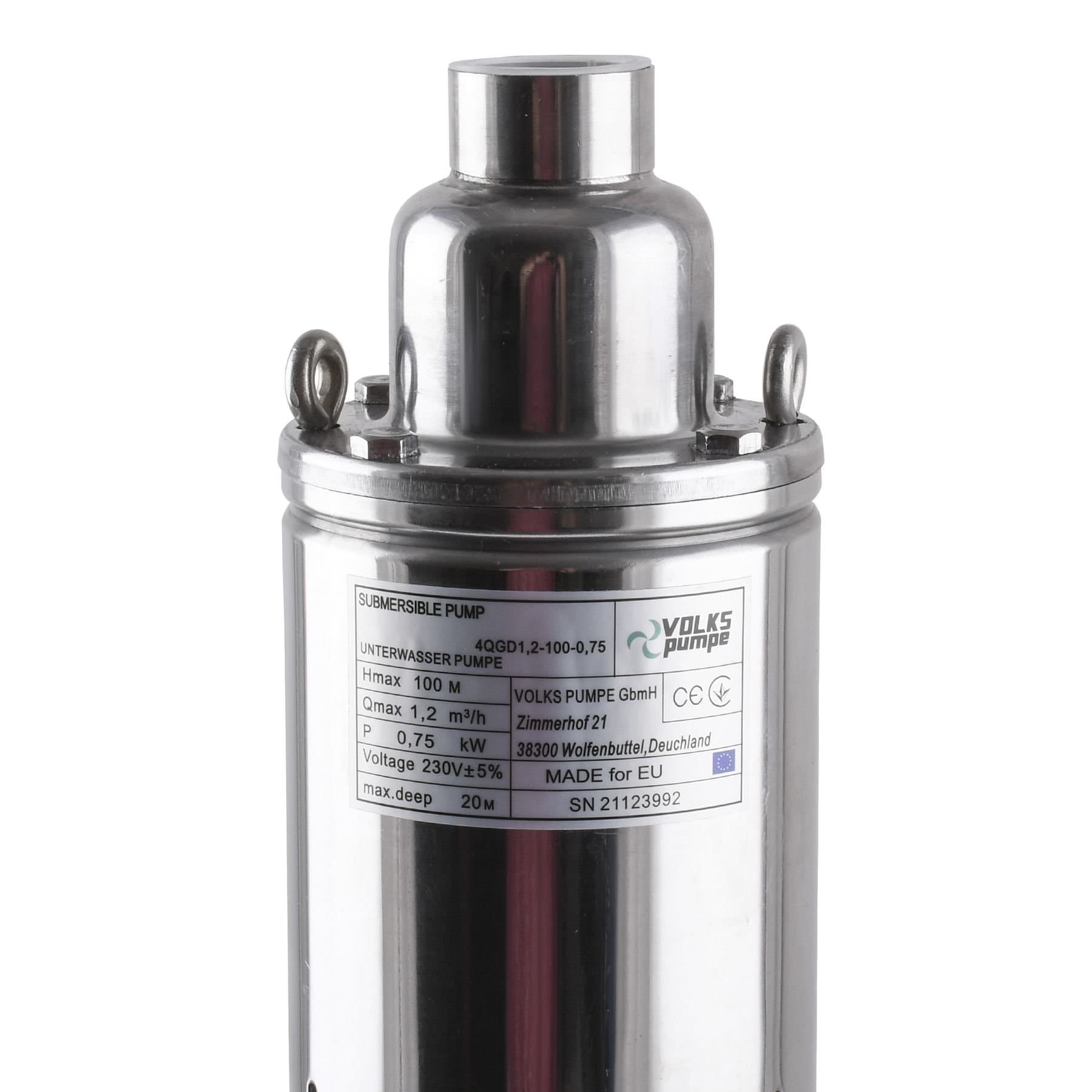 Насос свердловинний шнековий VOLKS pumpe  4QGD1,2-100-0,75кВт 4 дюйми +кабель 15м 3