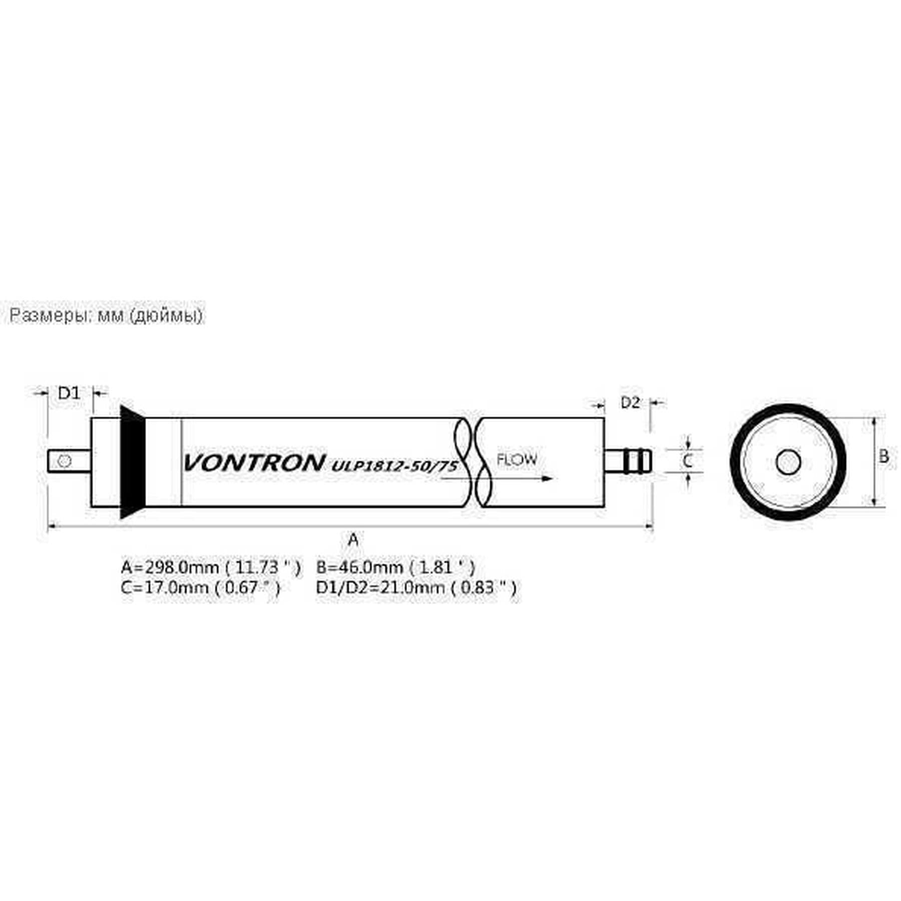 Мембрана для систем зворотного осмосу Vontron  75G, ULP1812-75 3