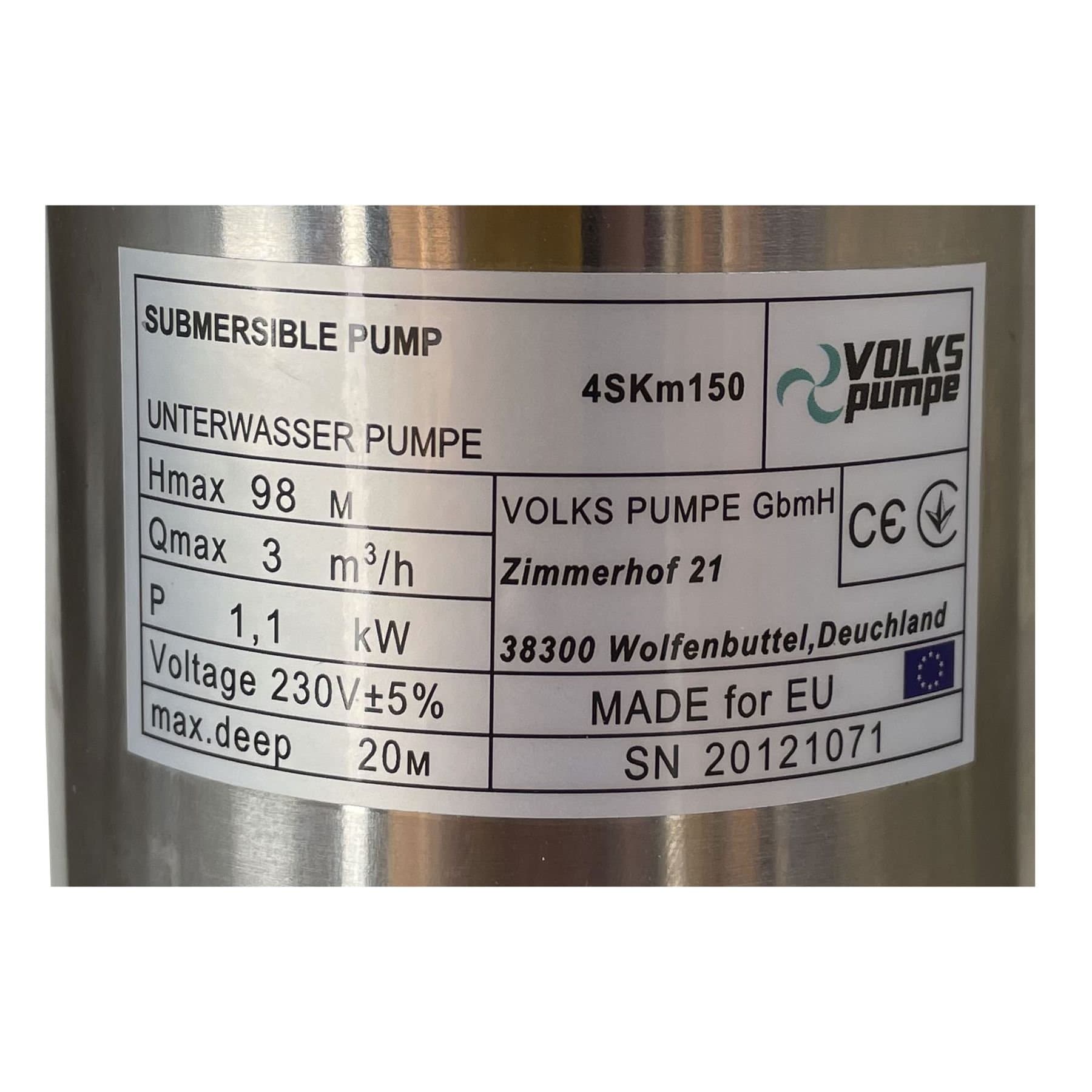 Насос свердловинний вихровий VOLKS pumpe  4SKm150 1,1кВт + кабель 15м + пульт 5