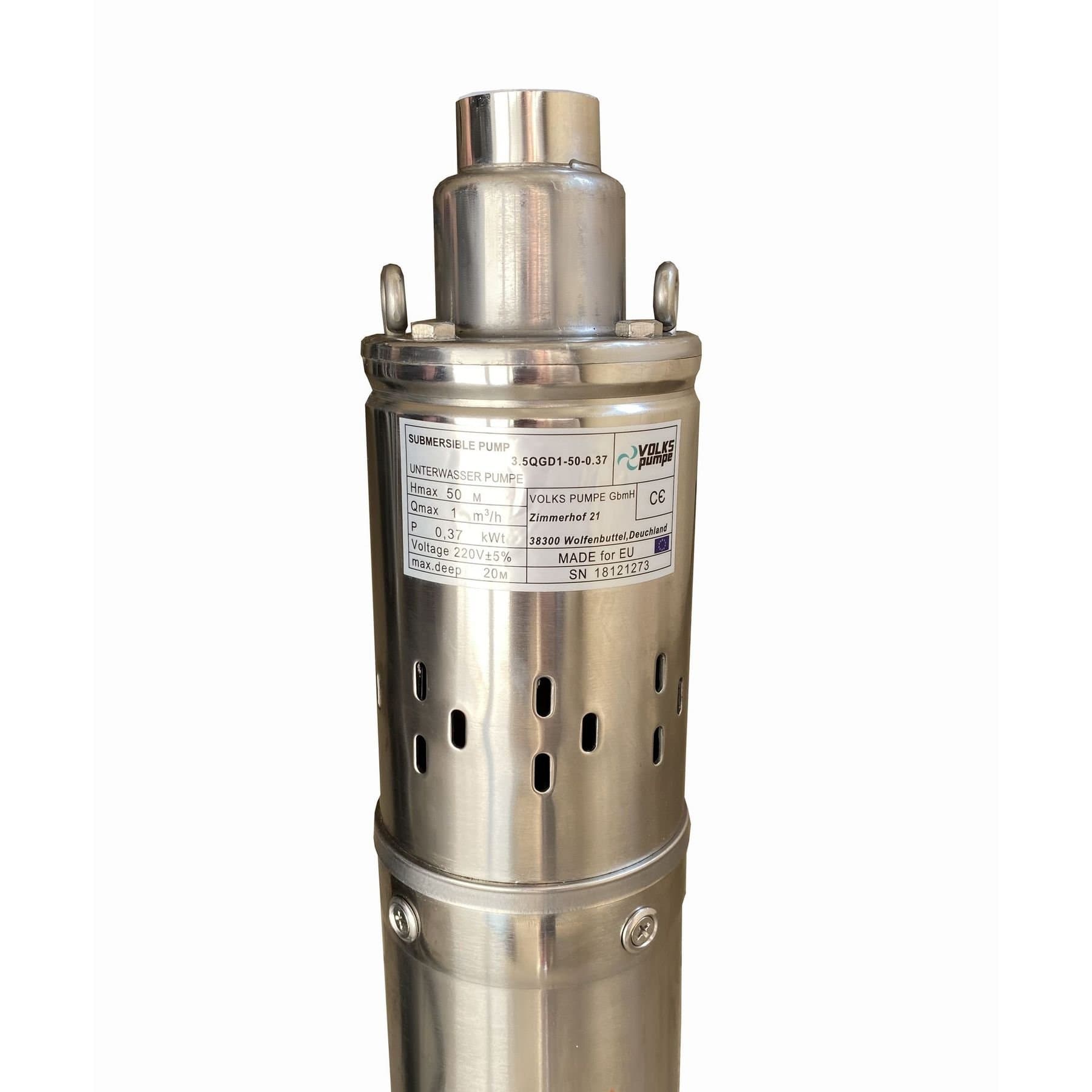 Насос свердловинний шнековий VOLKS pumpe 3,5 QGD 1-50-0,37кВт 3,5 дюйми + кабель 15м 4