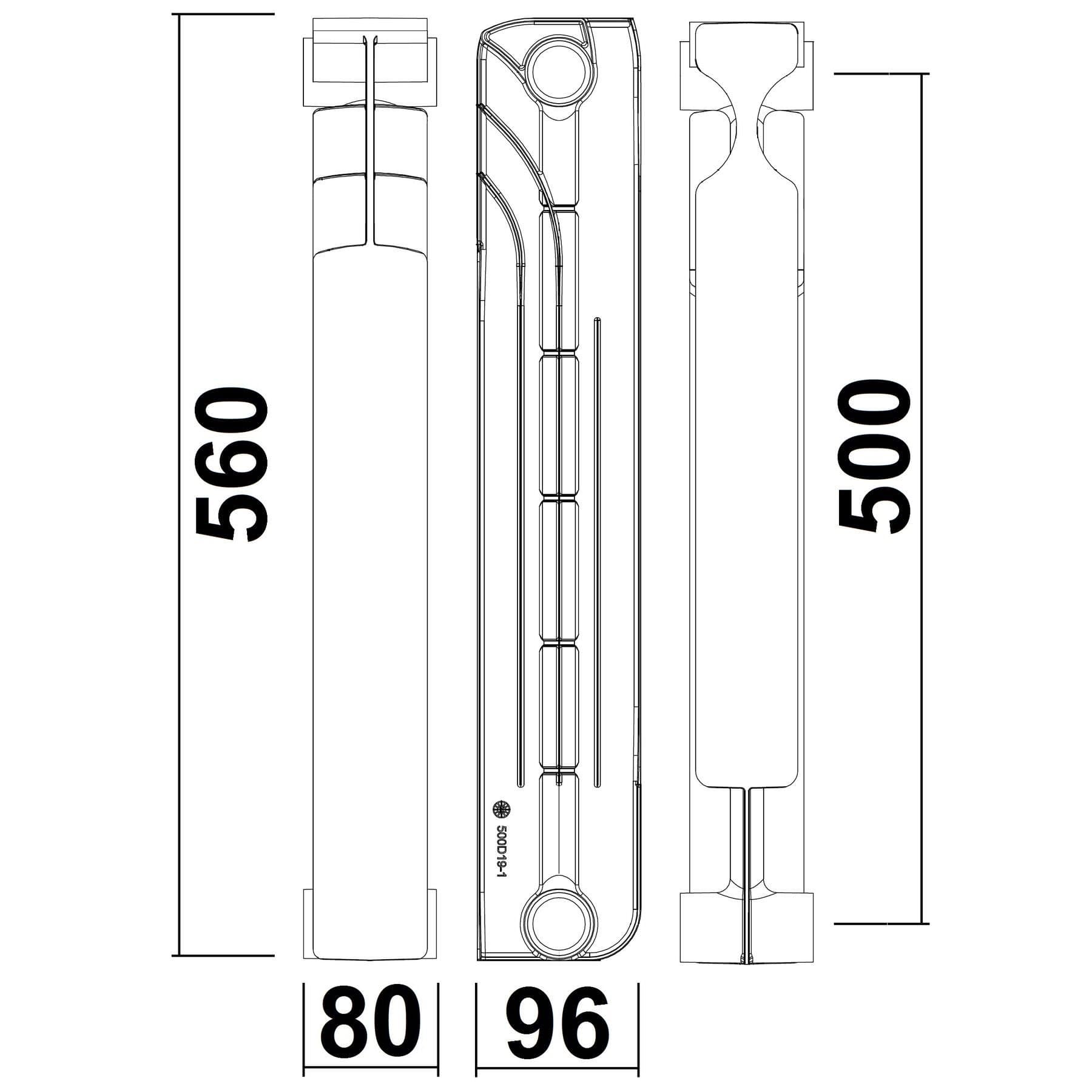 Радіатор біметалевий секційний GALLARDO BIPOWER 500/96 (кратно 10) 2
