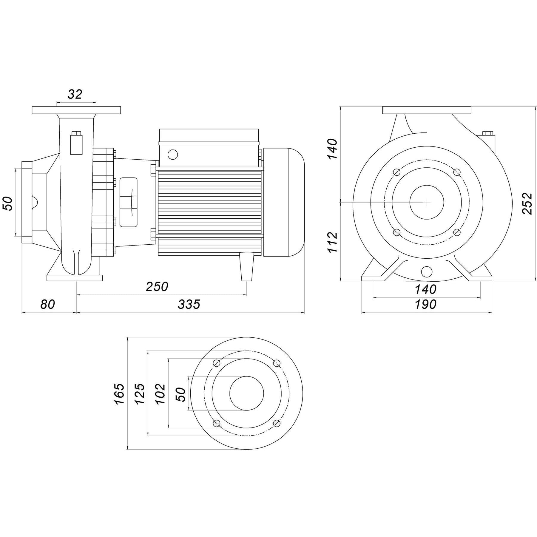 Насос моноблочний IR 32-125B 1,1 кВт SAER (16 м3/год, 21 м) 5