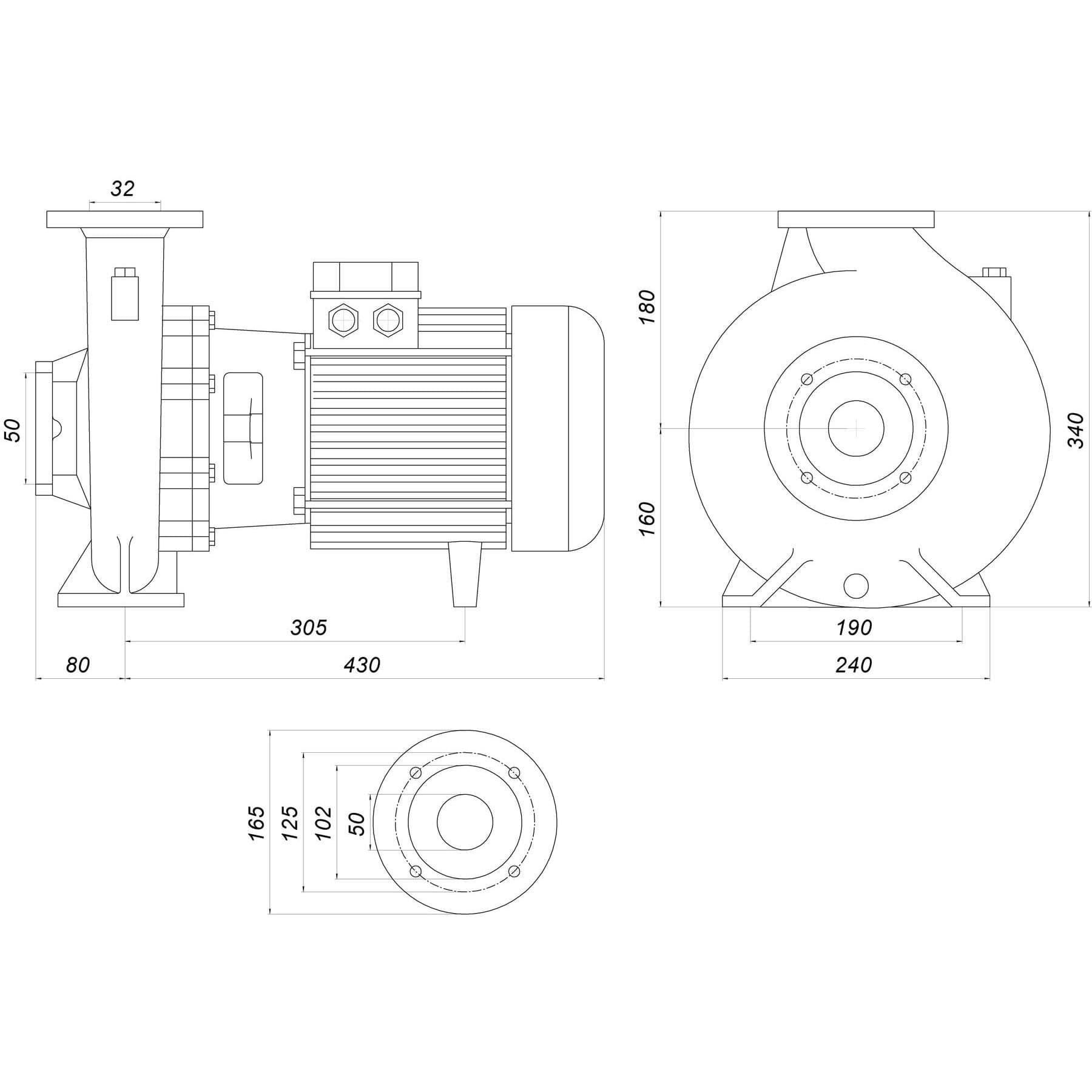 Насос моноблочний IR 32-200NB 5,5 кВт SAER (30 м3/год, 56,6 м) 5