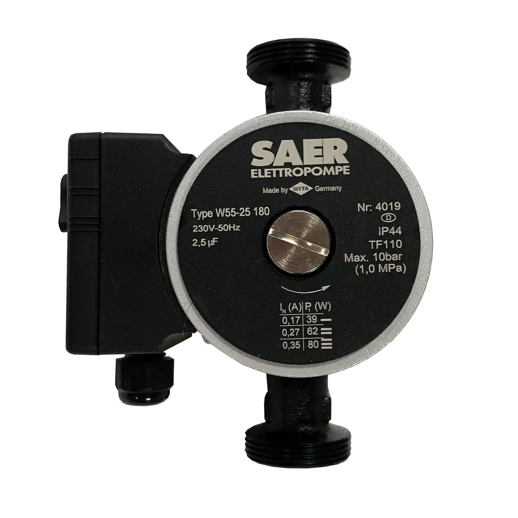 Насос циркуляційнний SAER W55-25 180мм + гайки 2