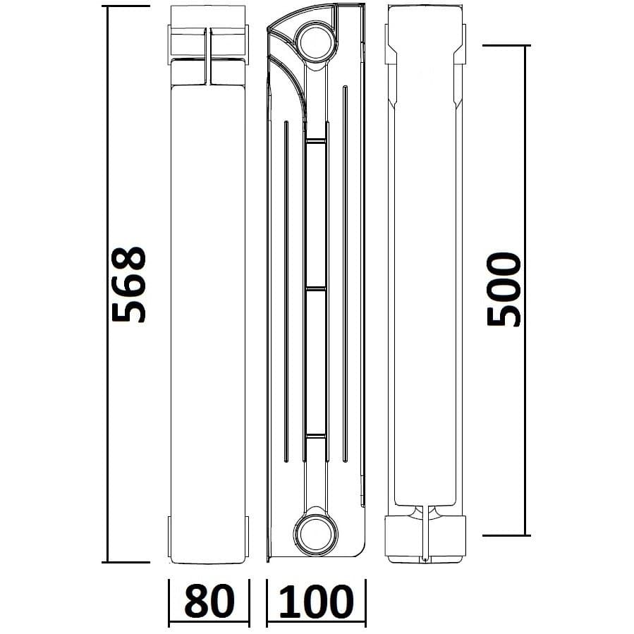 Радіатор біметалевий секційний QUEEN THERM 500/100 (кратно 10) 2
