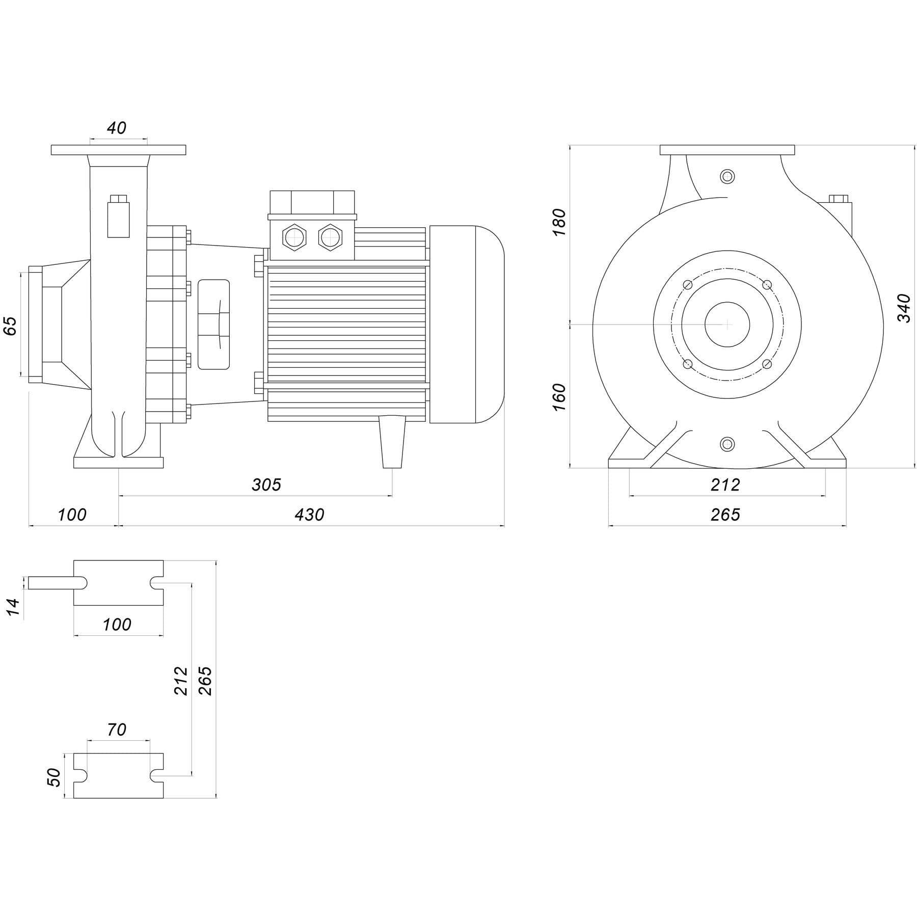 Насос моноблочний IR 40-200B 5,5 кВт SAER (48.8 м3/год, 40 м) 5