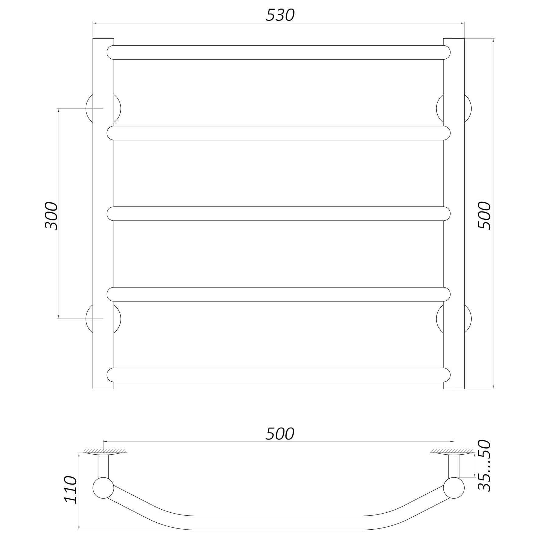 Рушникосушарка UNIO LT W 500-500-5 Драбинка Трапеція вода 4
