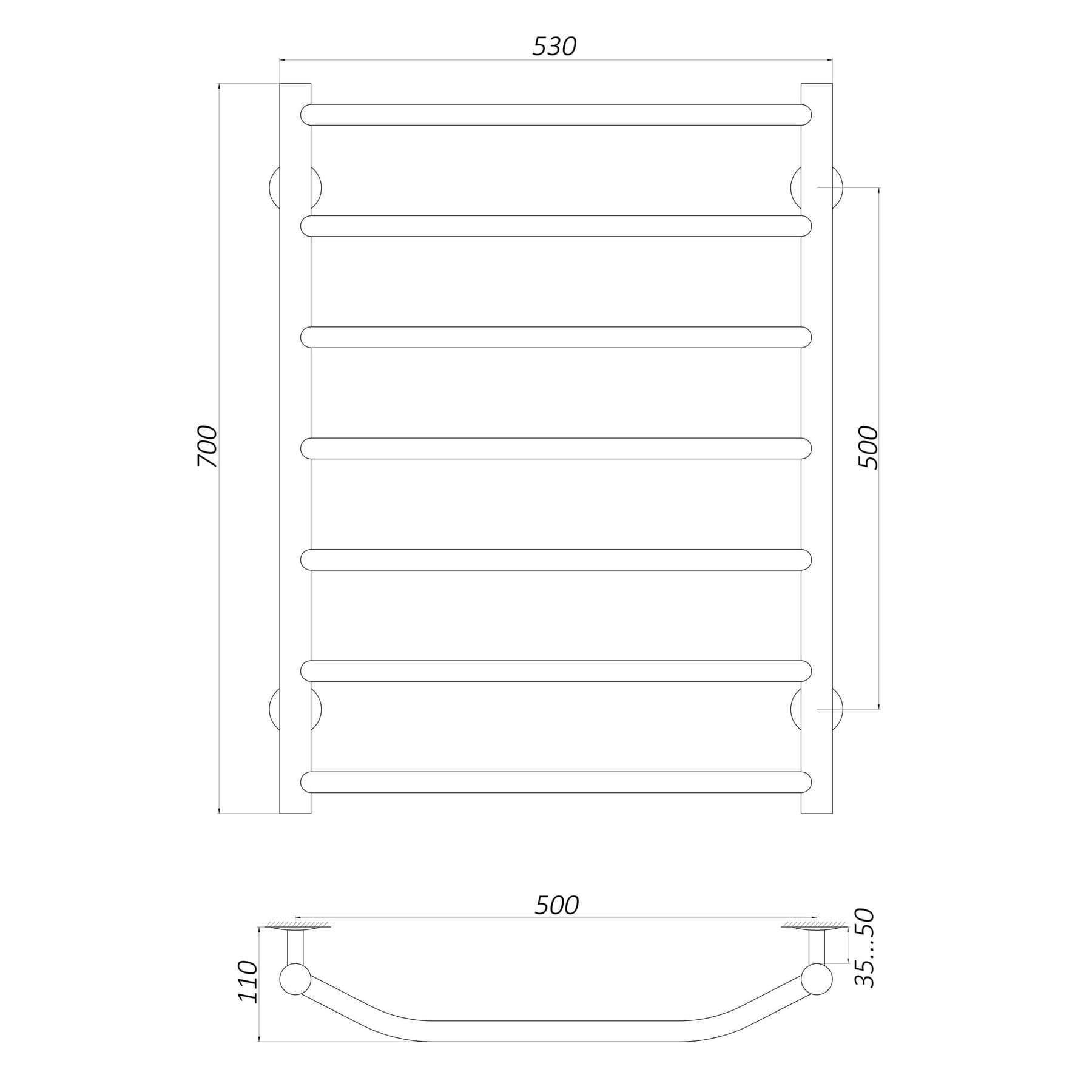 Рушникосушарка UNIO LT W 700-500-7 Драбинка Трапеція вода 4