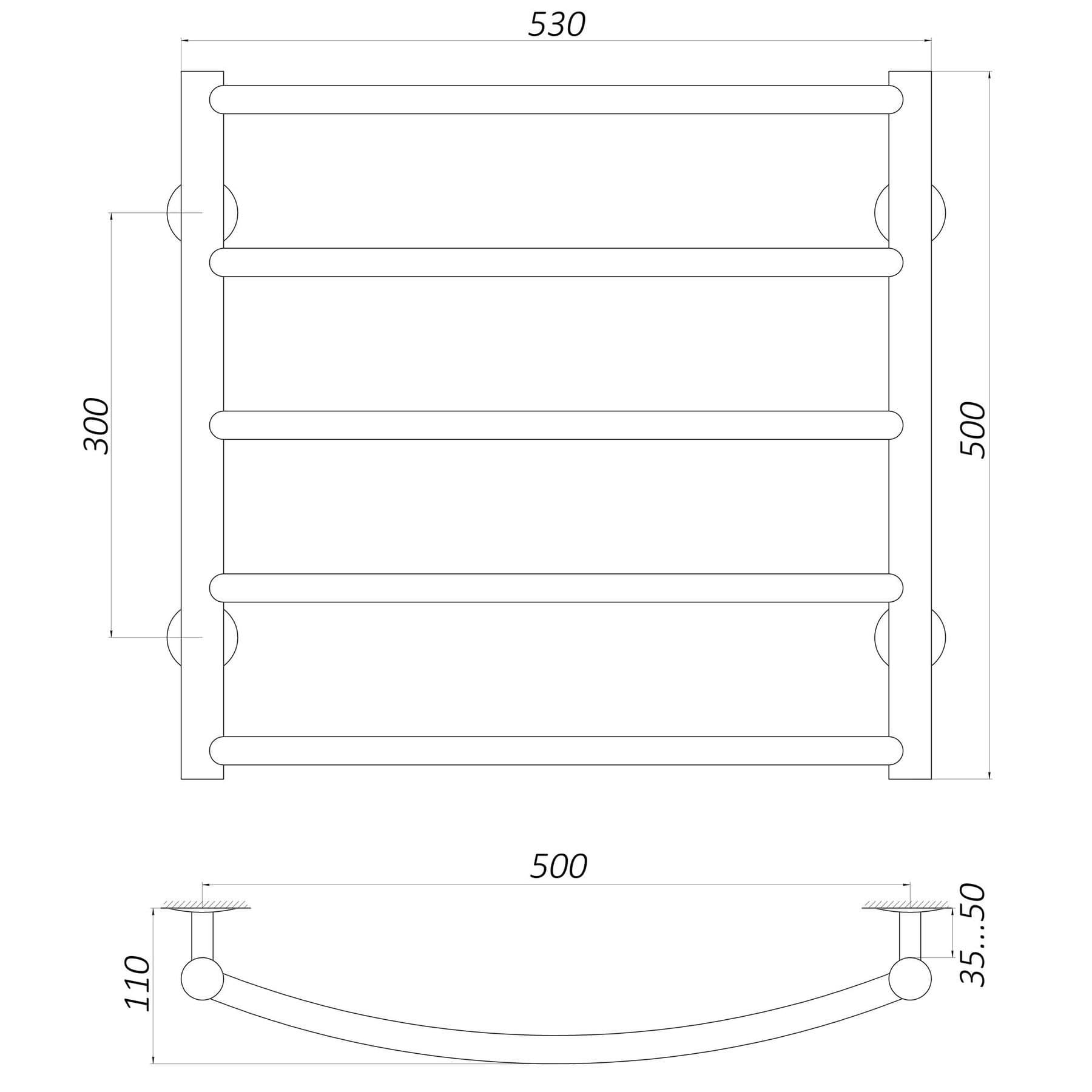 Рушникосушарка UNIO LD W 500-500-5 Драбинка Дуга вода 4