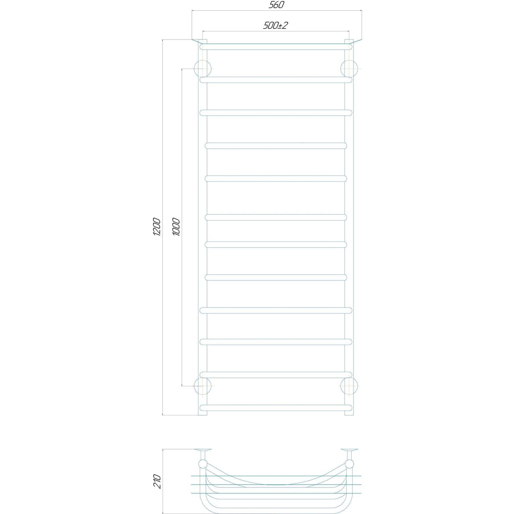 Рушникосушарка UNIO Zp W 1200-500-12 Зета з полицею вода 8