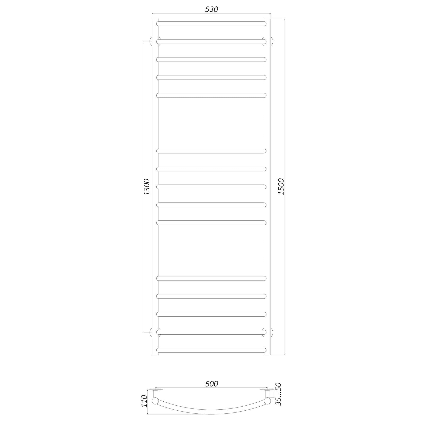 Рушникосушарка UNIO LDE W 1500-500-15 Драбинка Дуга Еліт вода 4