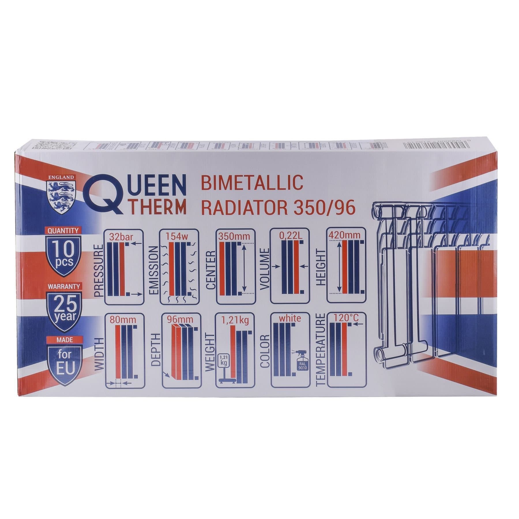 Радіатор біметалевий секційний QUEEN THERM 350/96 (кратно 10) 5