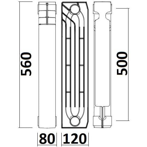 Радіатор біметалевий секційний QUEEN THERM 500/120 (кратно 10) 9