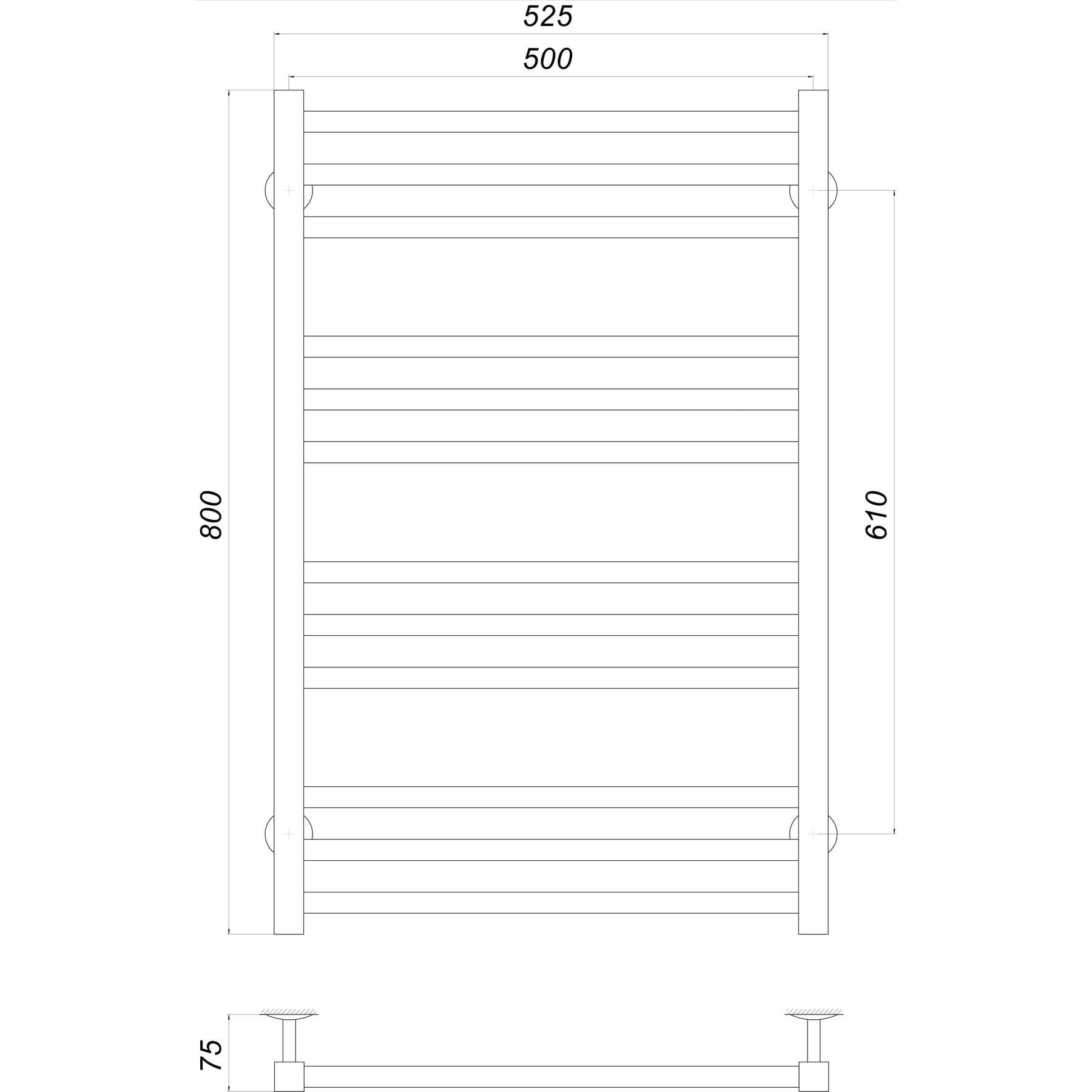 Рушникосушарка UNIO MS W 800-500-12 Модена вода 4