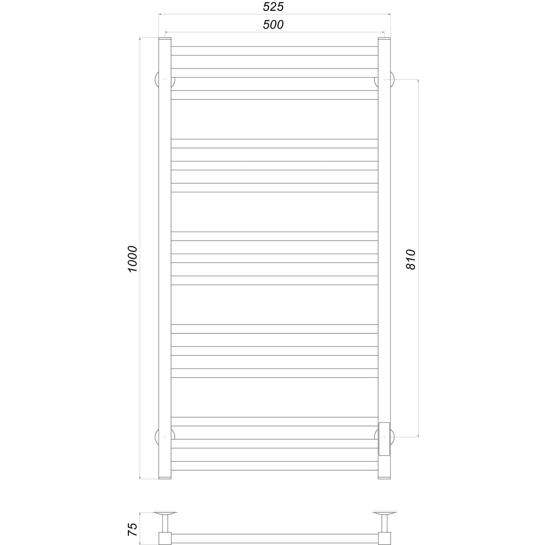 Рушникосушарка UNIO MS EU 1000-500-15 BLK Модена електро чорна 4